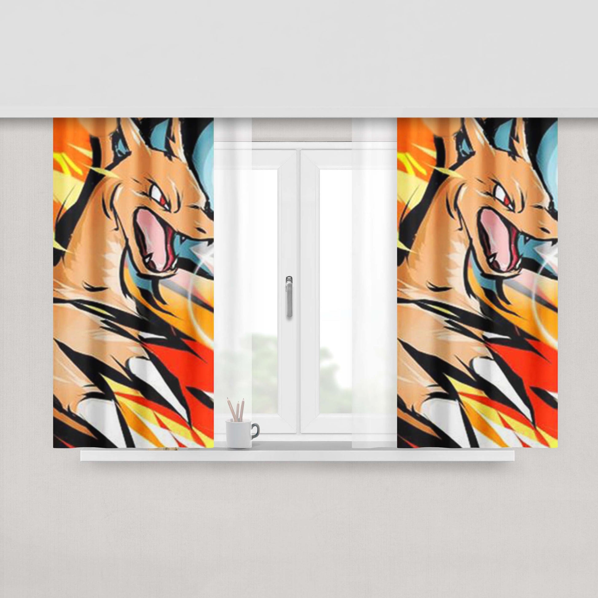Charizard Peach Skin Window Curtains