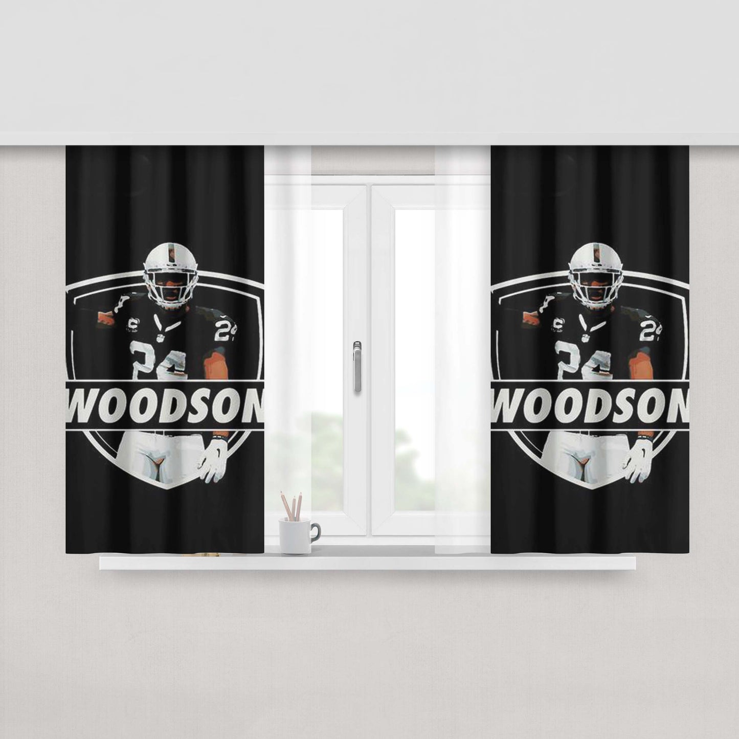 Charles Woodson Oakland Raiders Peach Skin Window Curtains