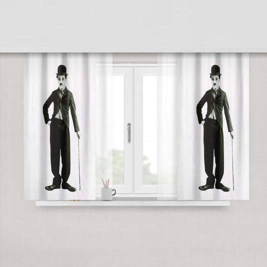 Charlie Chaplin Painting Art Peach Skin Window Curtains