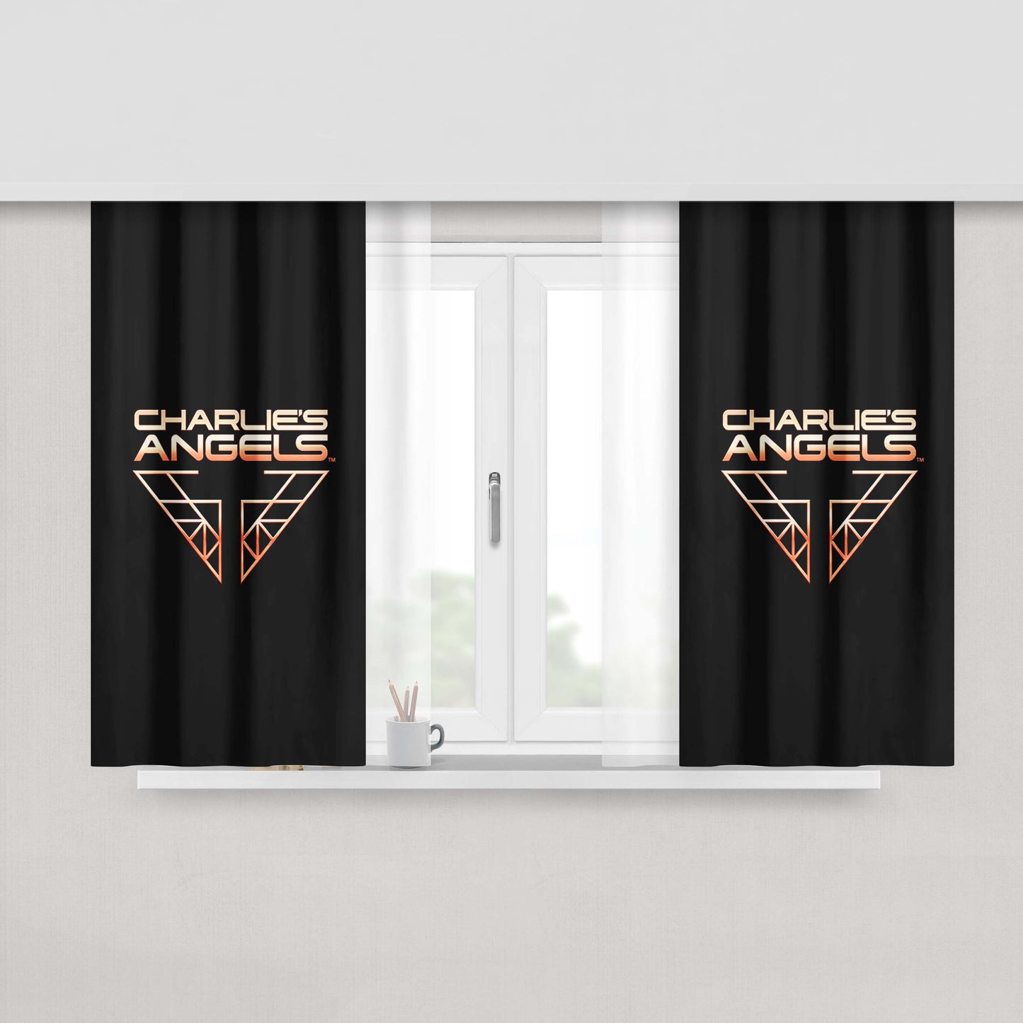 Charlies Angels Logo Peach Skin Window Curtains