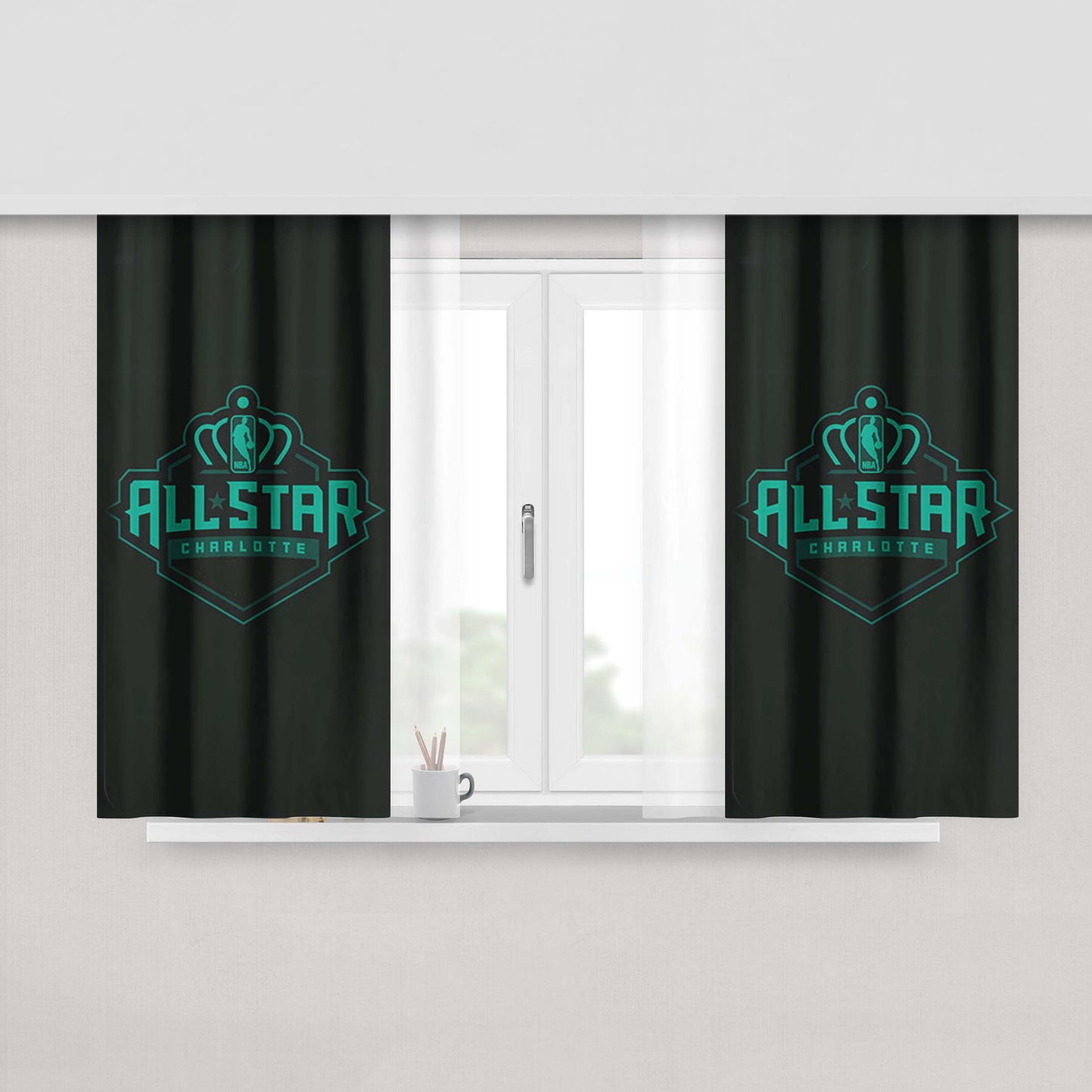 Charlotte Hornets All Star Peach Skin Window Curtains