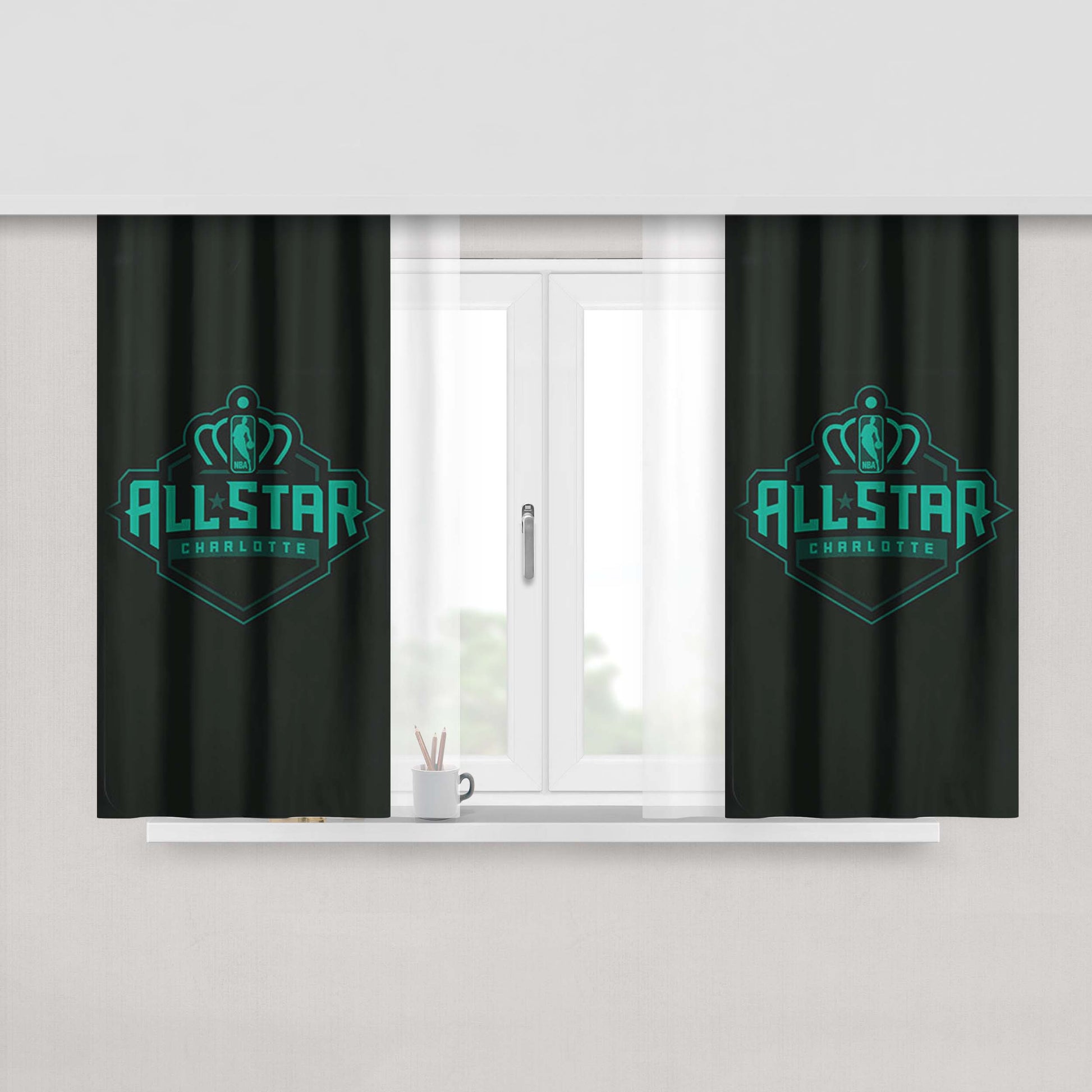 Charlotte Hornets All Star Peach Skin Window Curtains