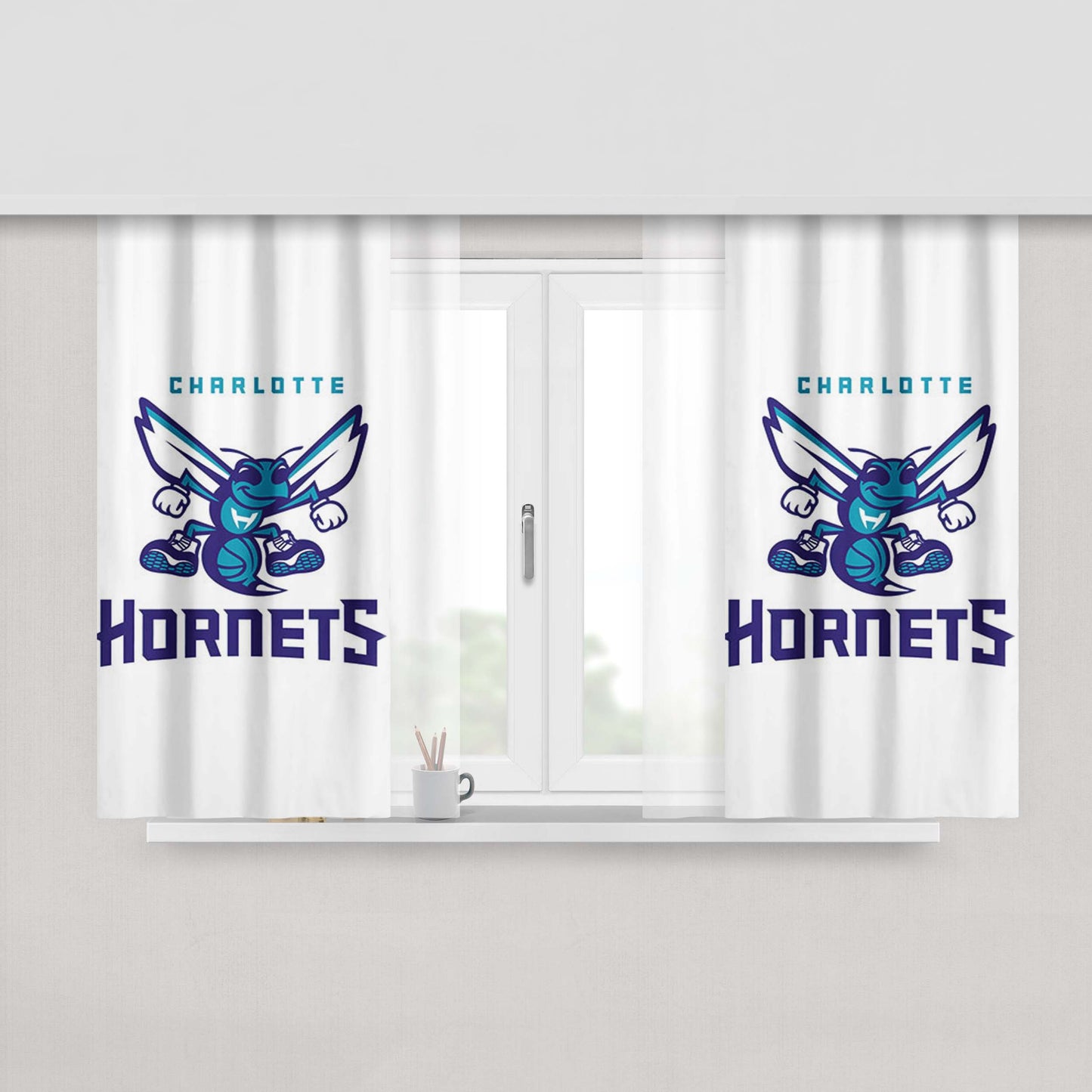 Charlotte Hornets Animal Peach Skin Window Curtains