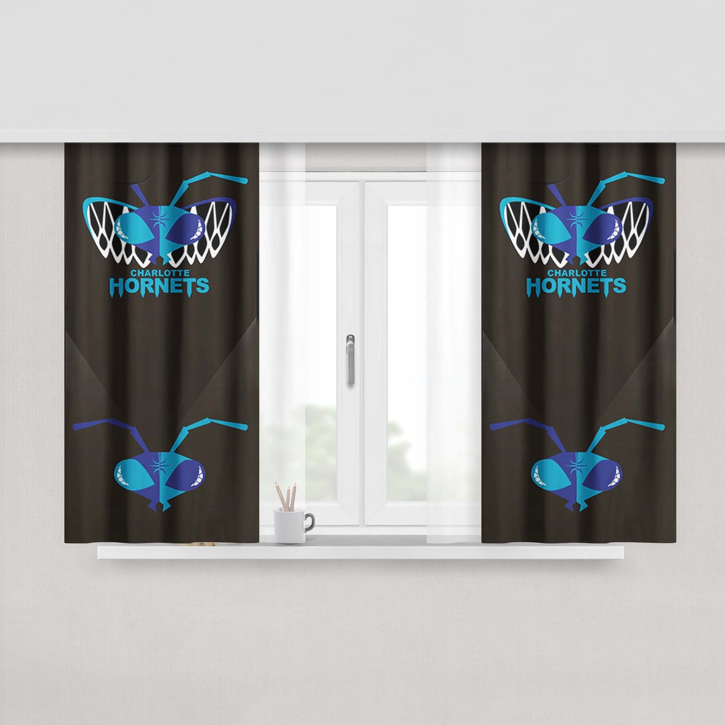 Charlotte Hornets Art Peach Skin Window Curtains