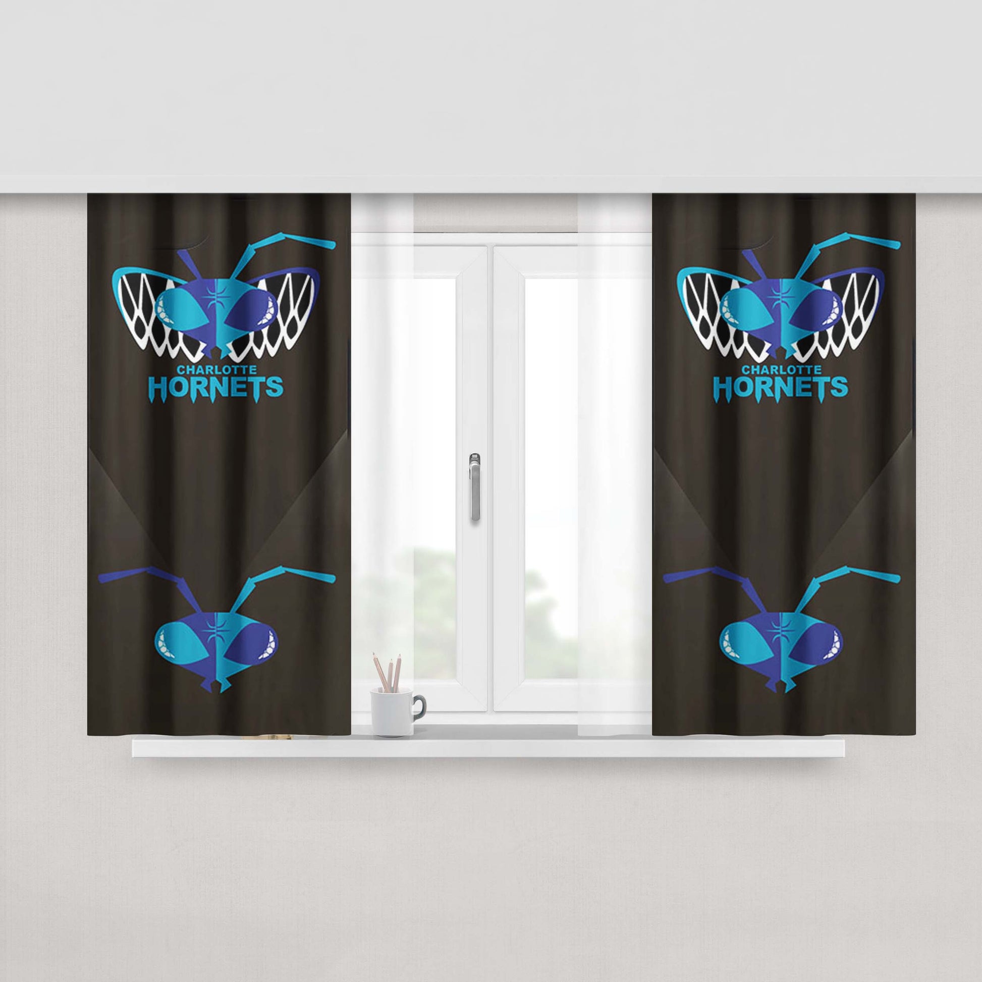 Charlotte Hornets Art Peach Skin Window Curtains