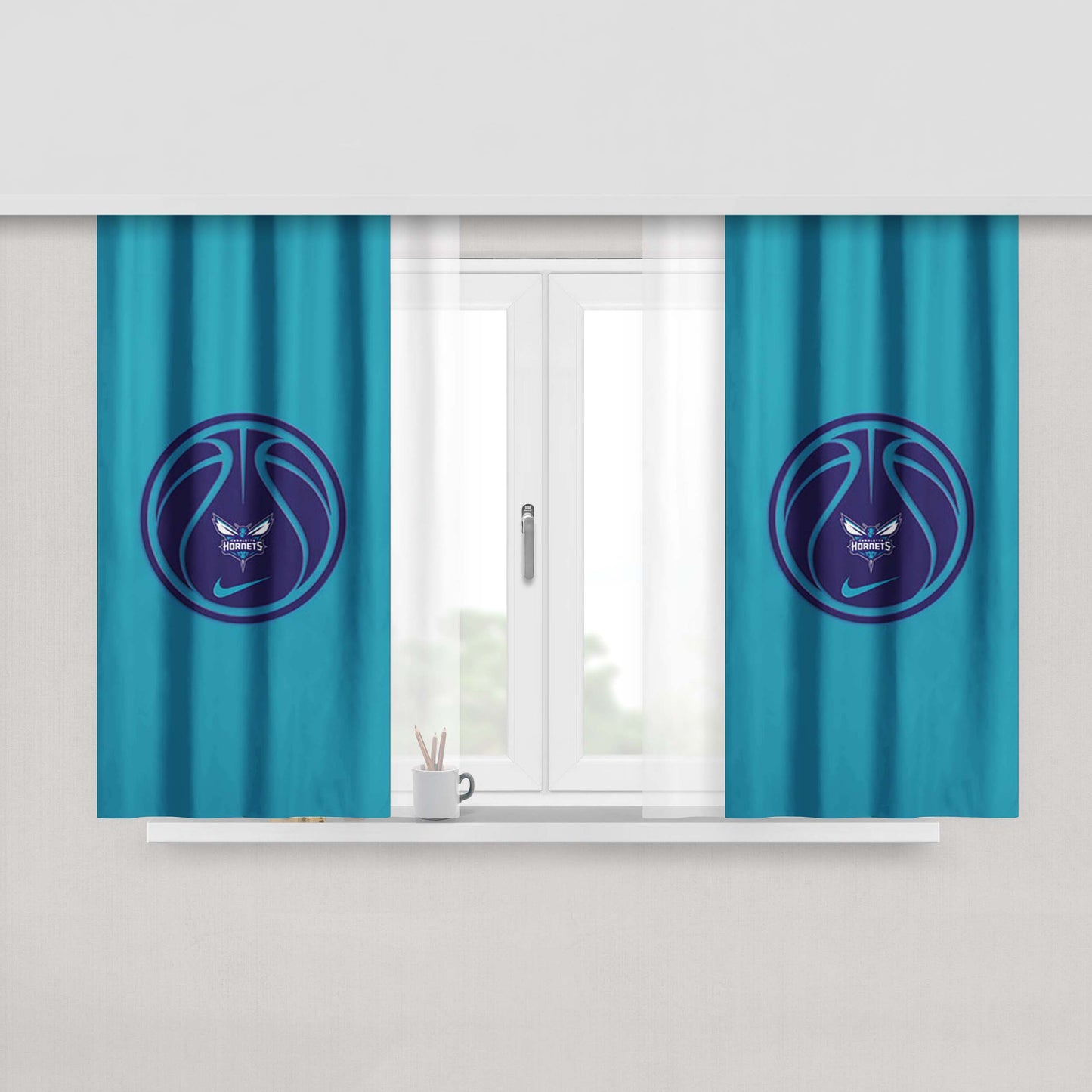 Charlotte Hornets Basketball Peach Skin Window Curtains
