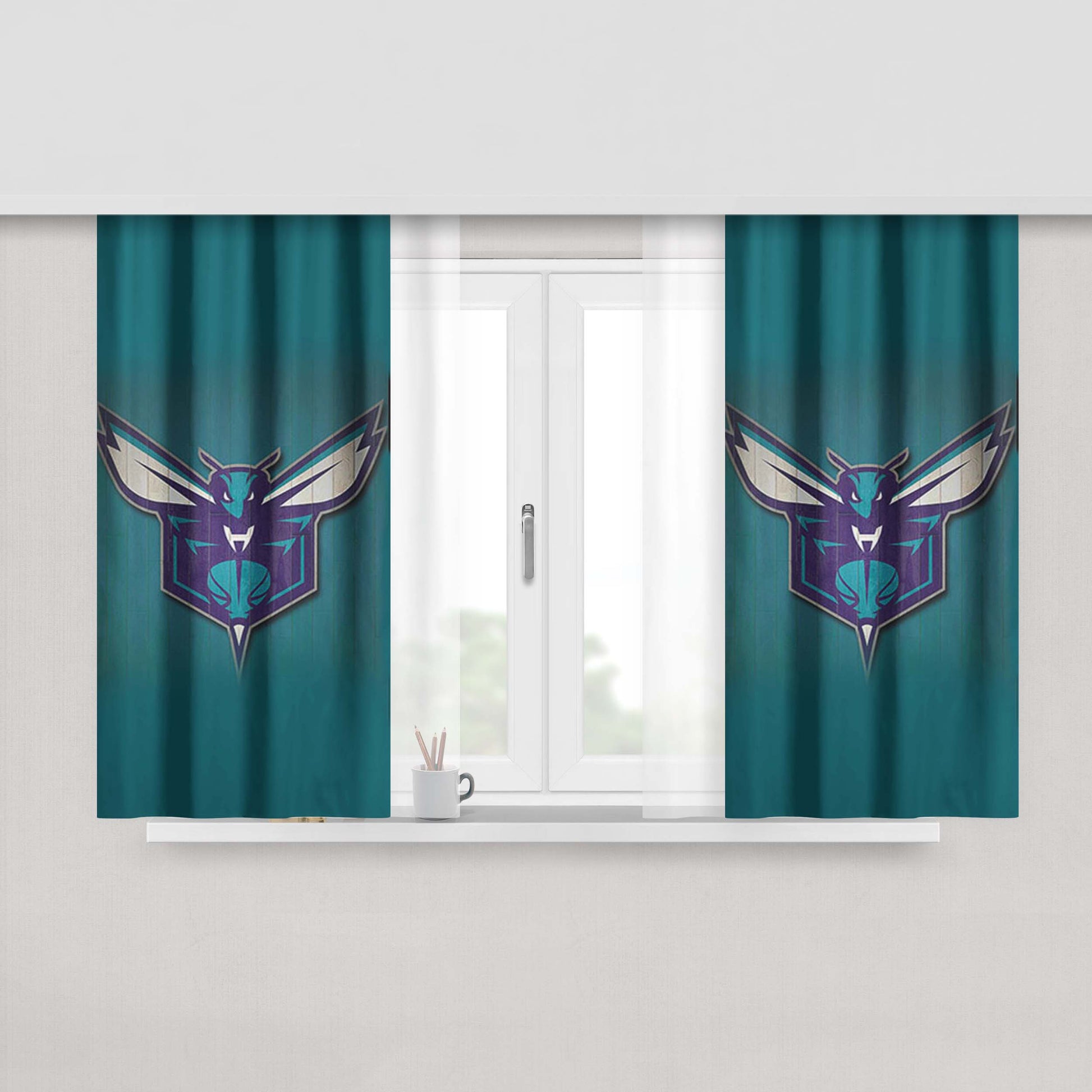 Charlotte Hornets Blue Peach Skin Window Curtains