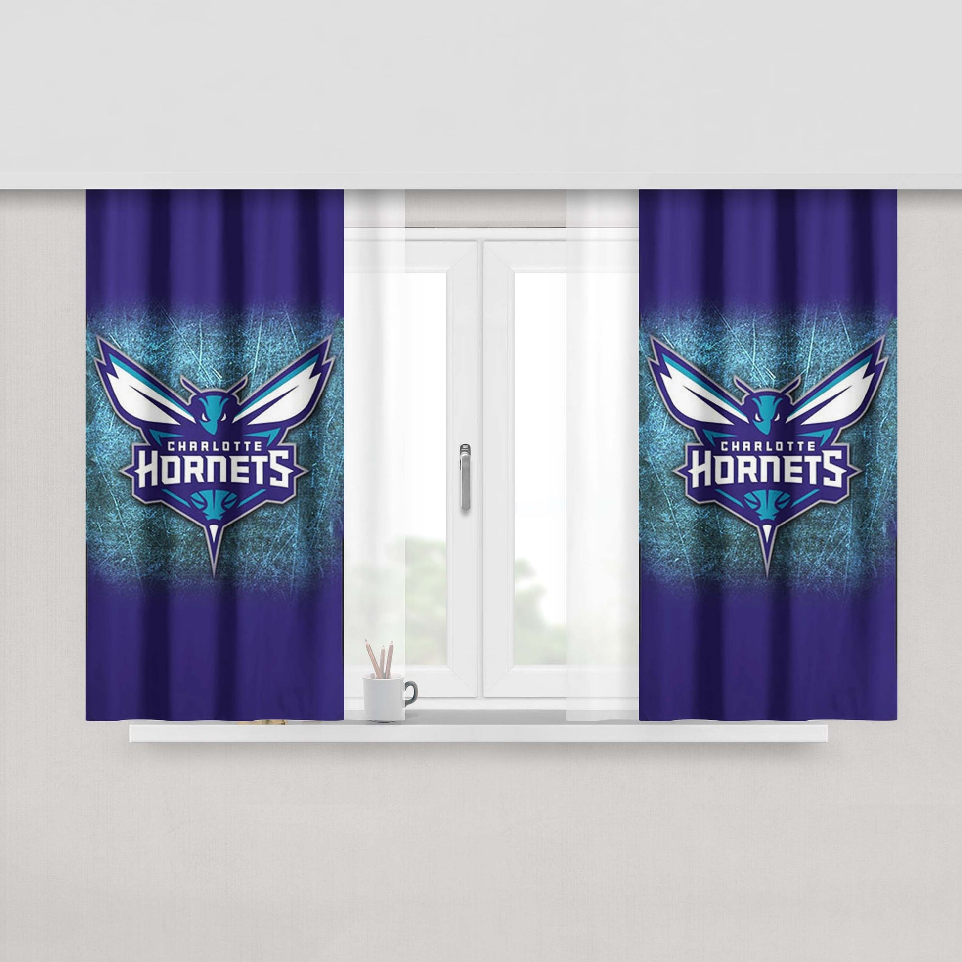 Charlotte Hornets Default Peach Skin Window Curtains