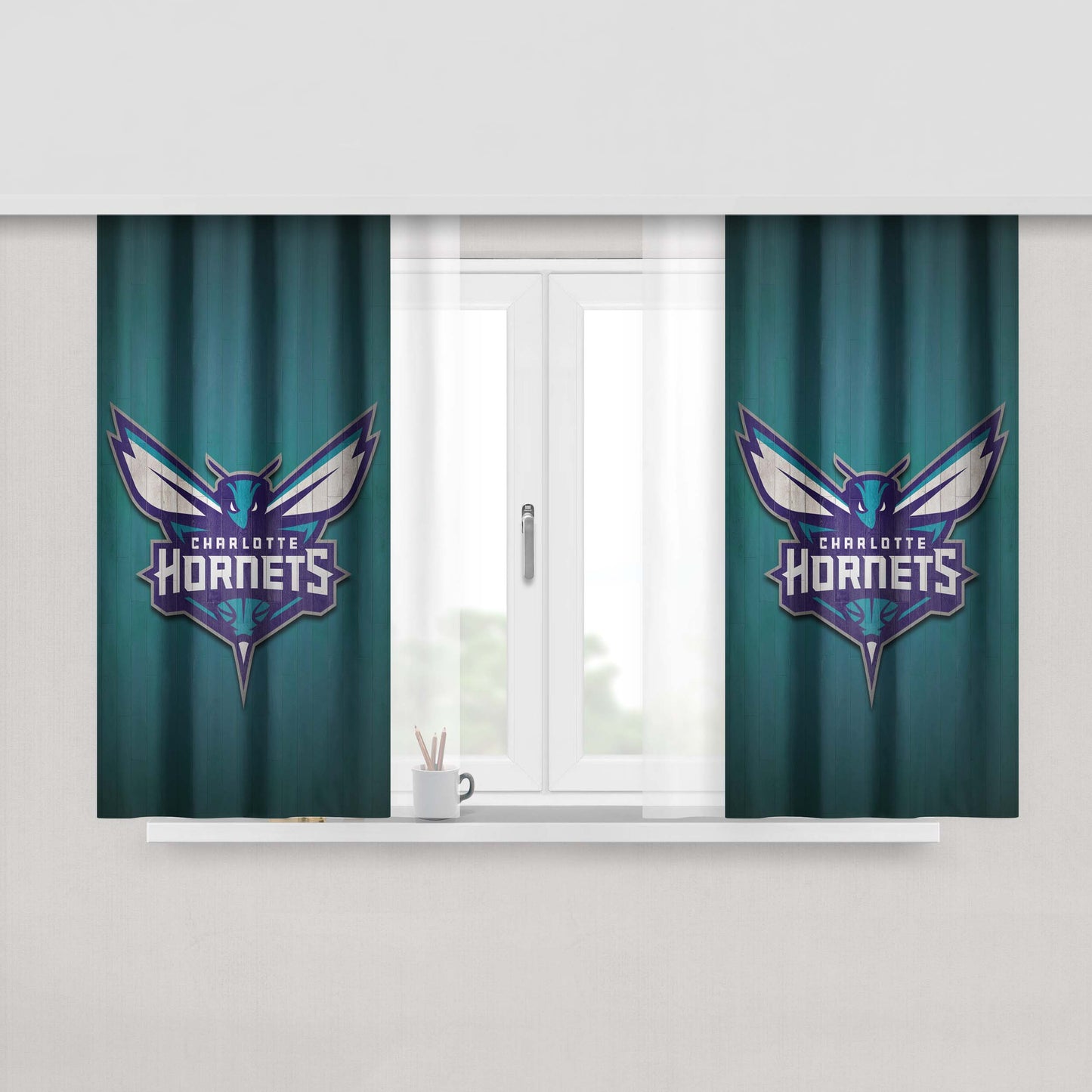 Charlotte Hornets Hardwood 2 Peach Skin Window Curtains