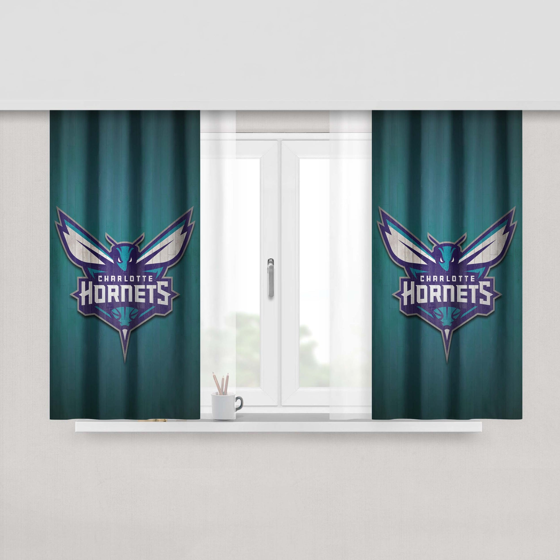 Charlotte Hornets Hardwood 2 Peach Skin Window Curtains