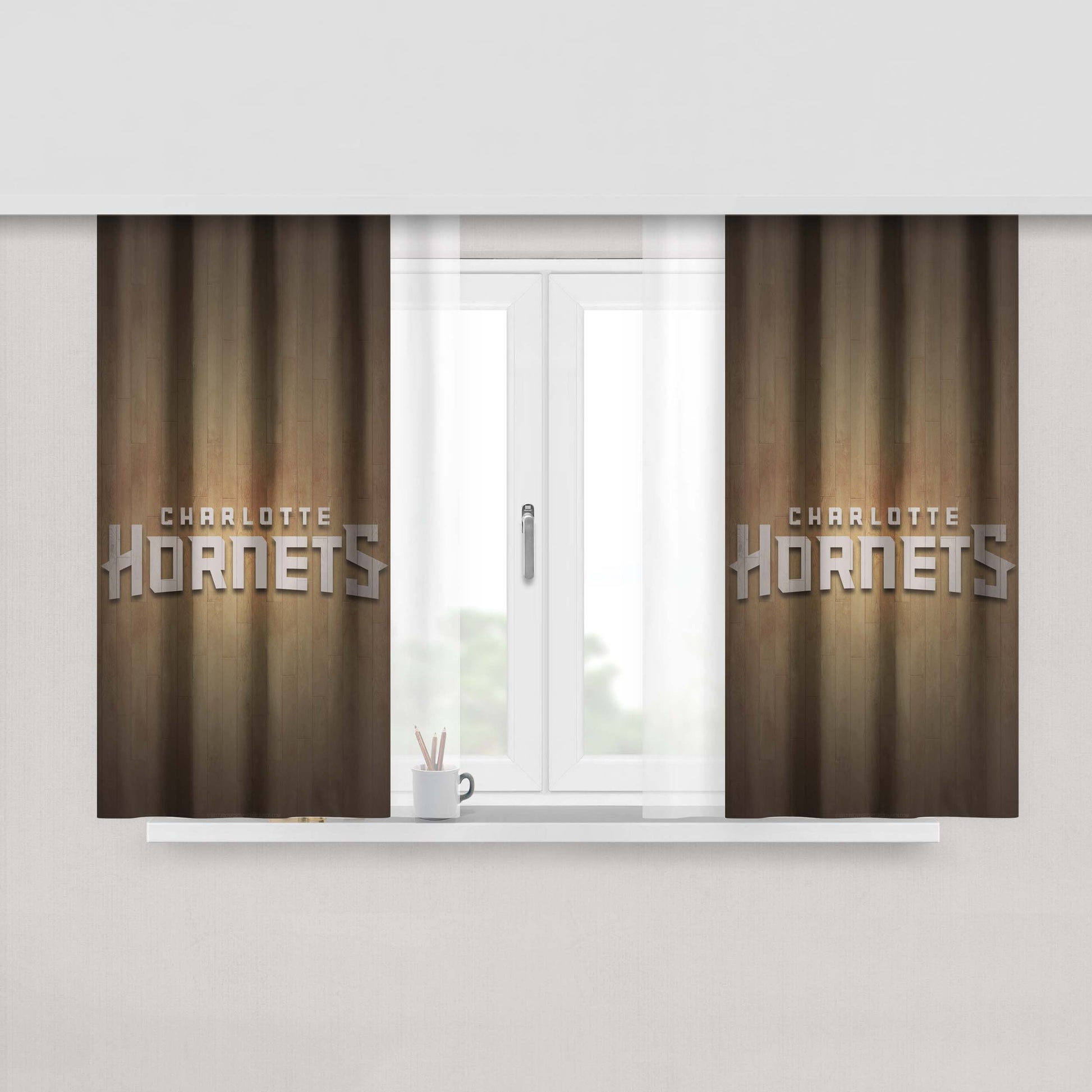 Charlotte Hornets Hardwood Peach Skin Window Curtains