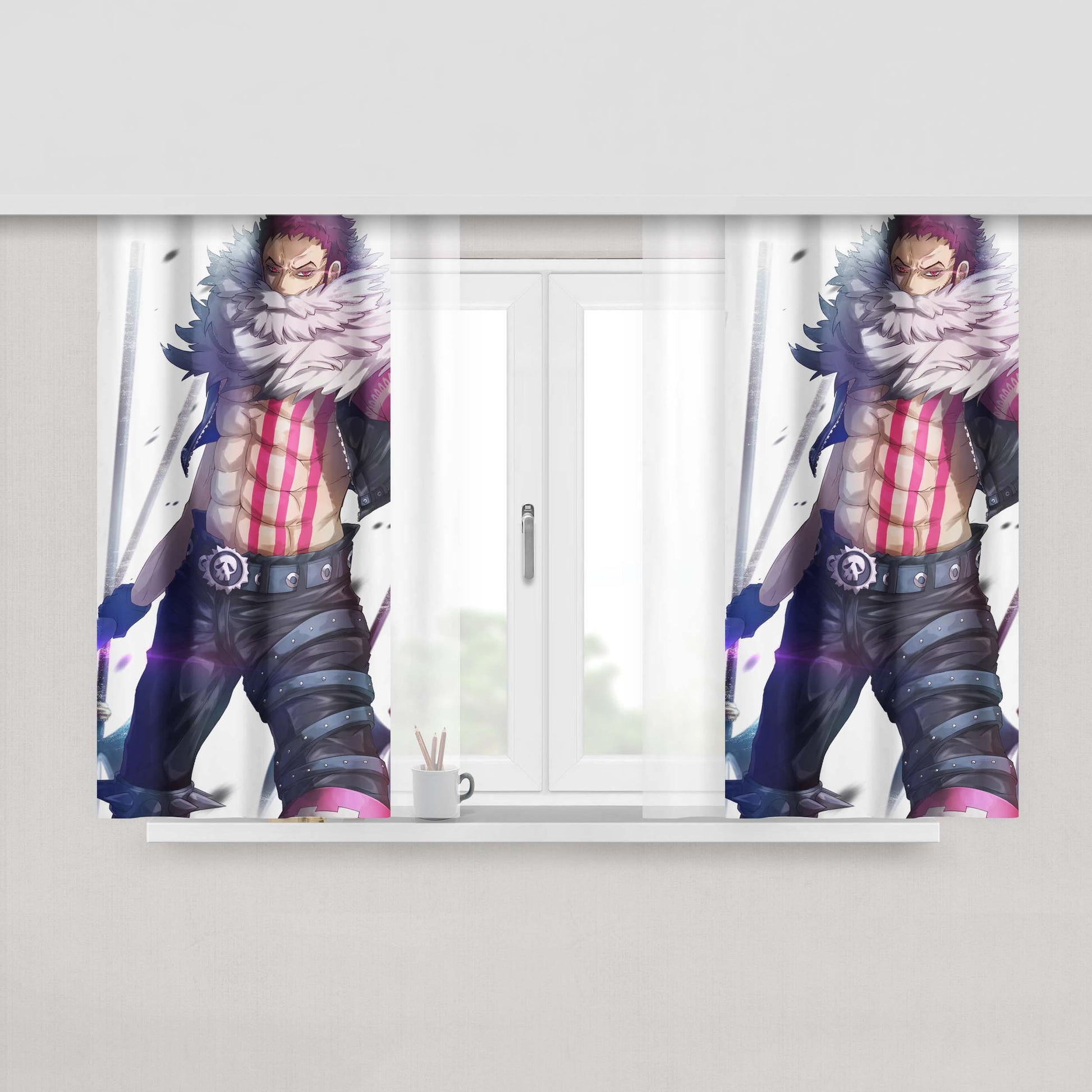 Charlotte Katakuri And Mogura Knife Peach Skin Window Curtains