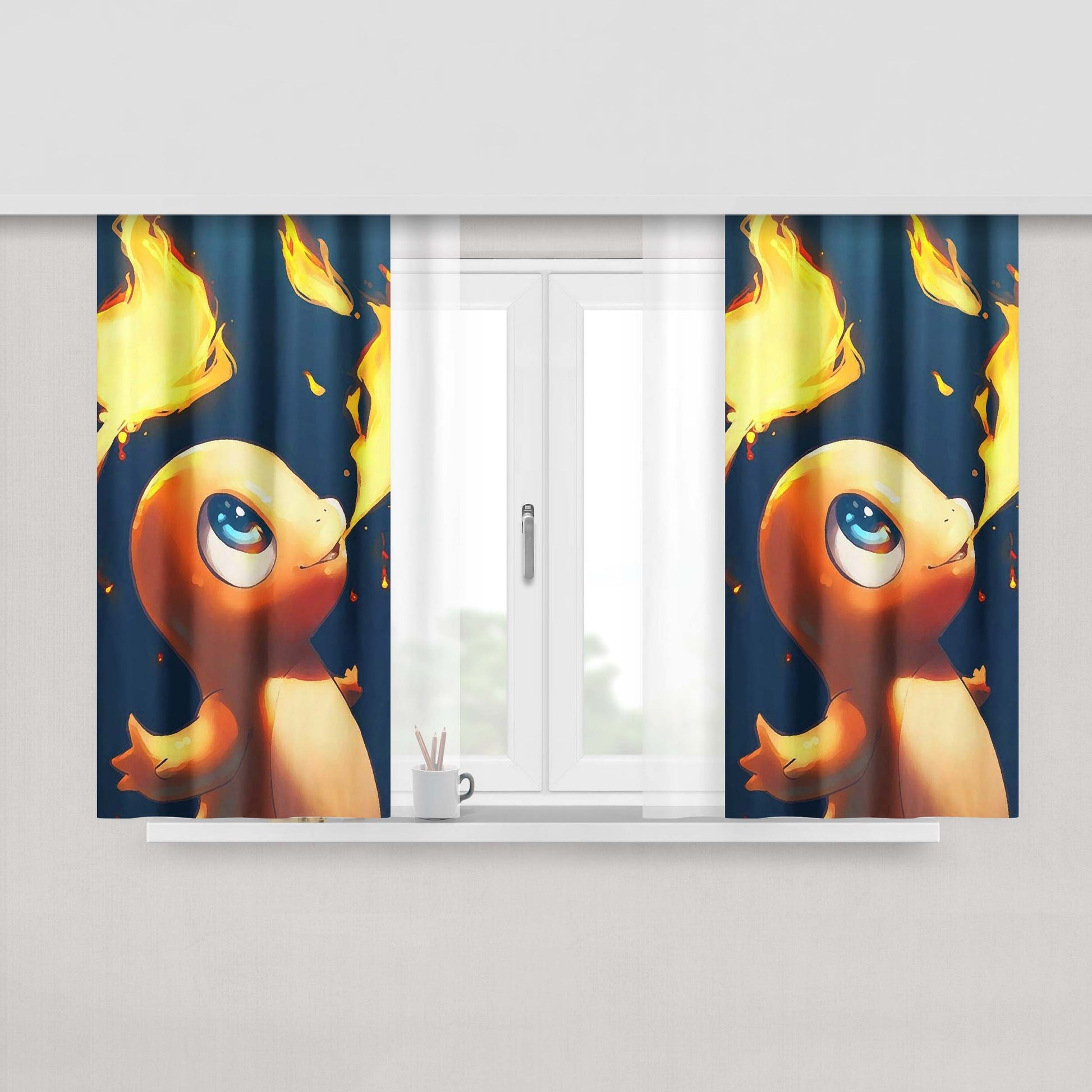 Charmander Fire Peach Skin Window Curtains