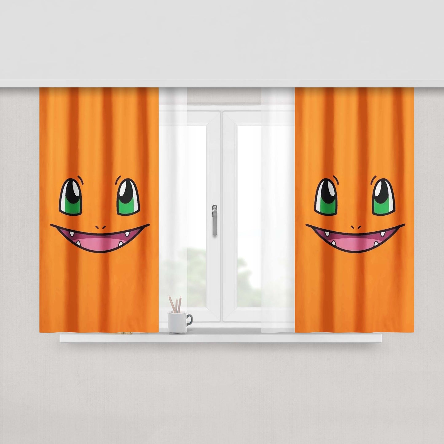 Charmander Pokemon Peach Skin Window Curtains