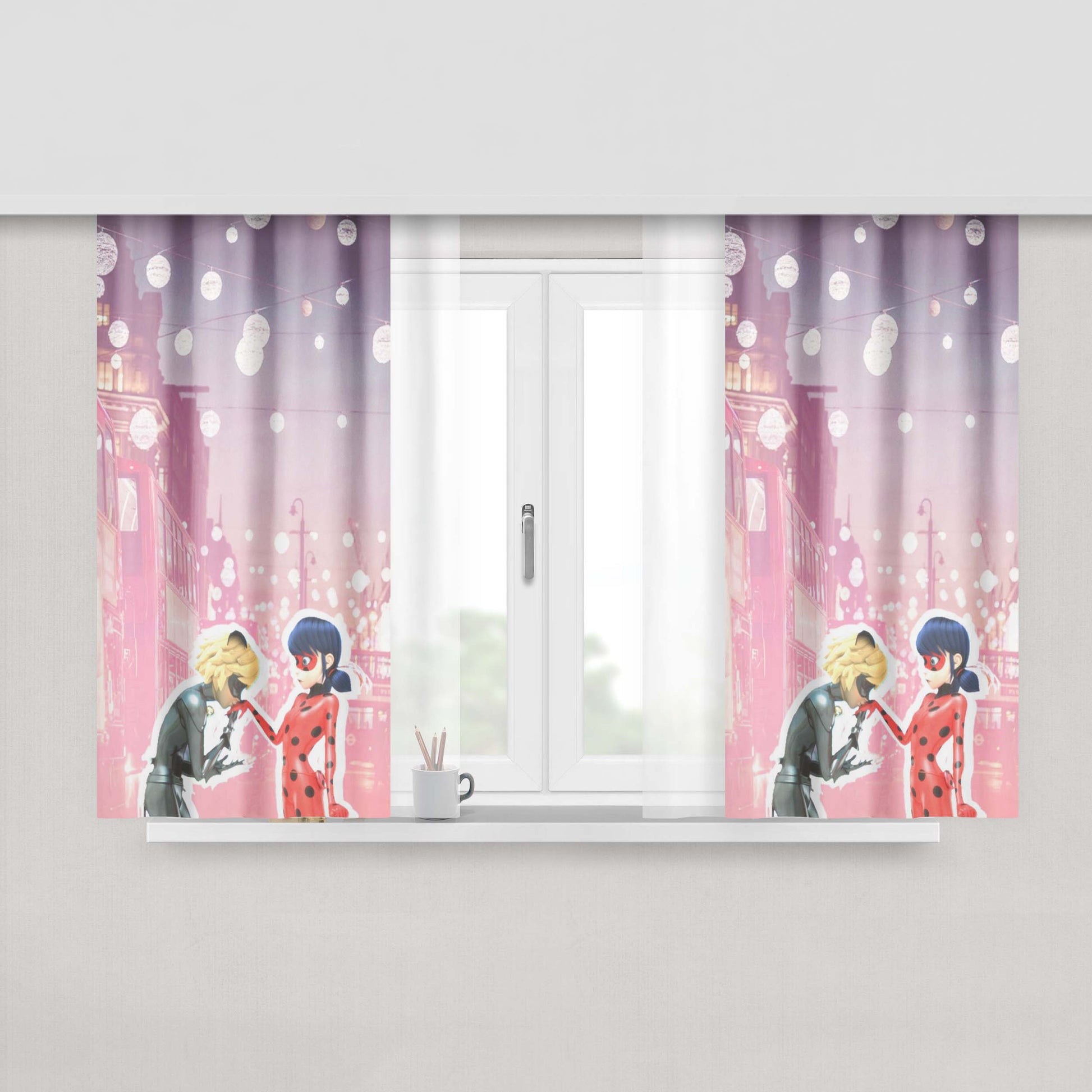 Chat Noir Miraculous August Peach Skin Window Curtains