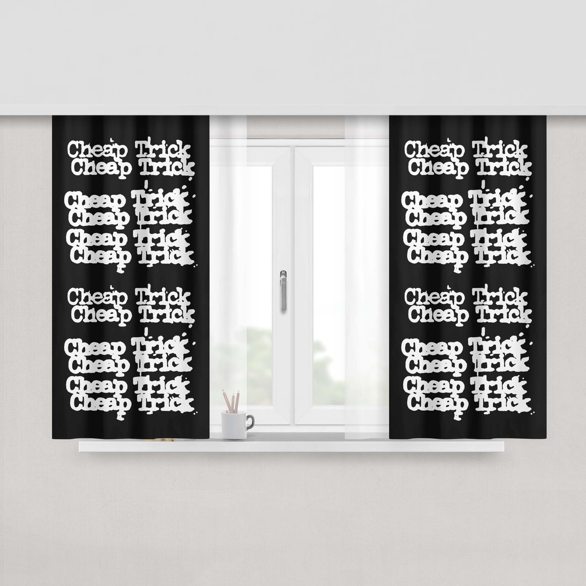 Cheap Trick Band Logo Black Peach Skin Window Curtains