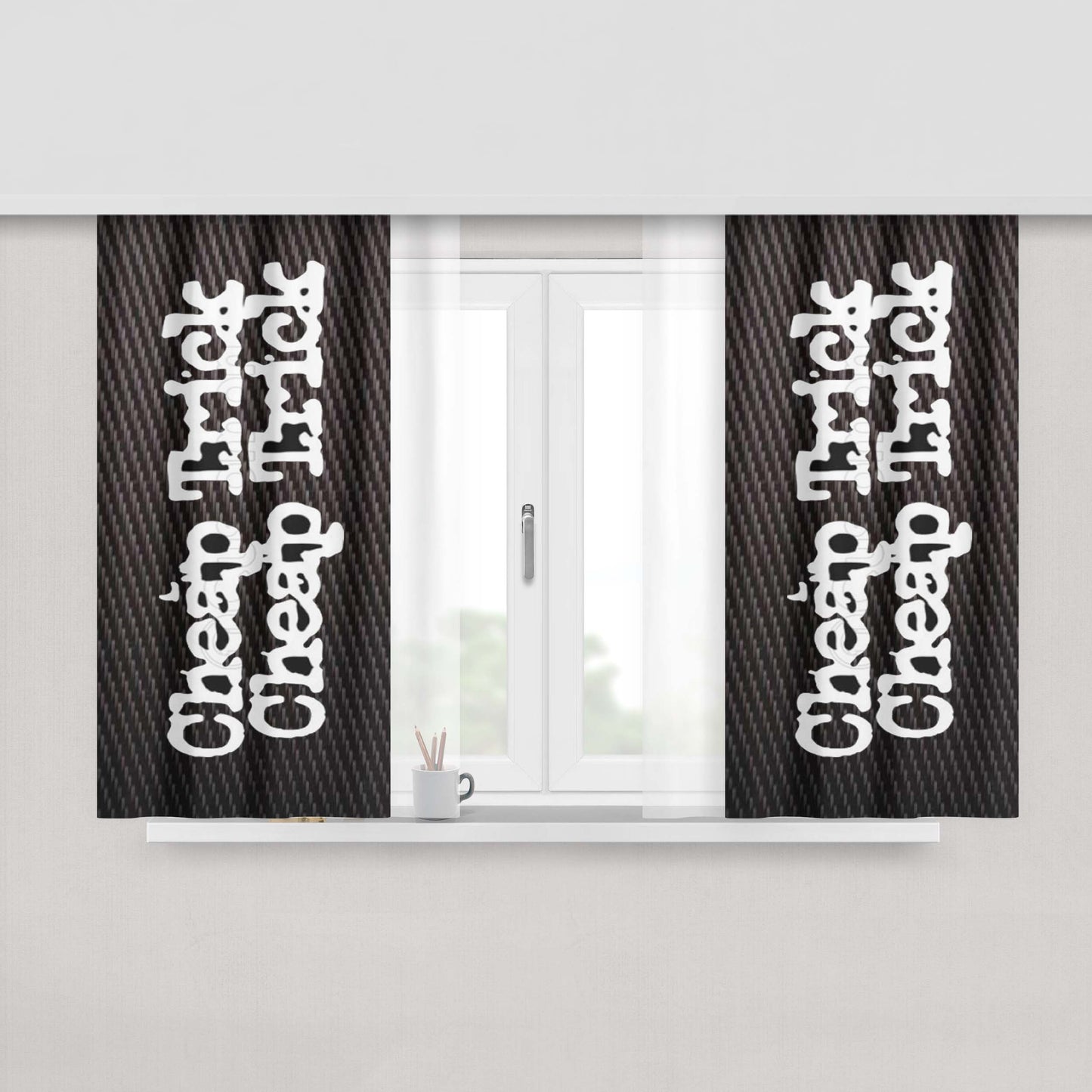 Cheap Trick Band Logo Peach Skin Window Curtains