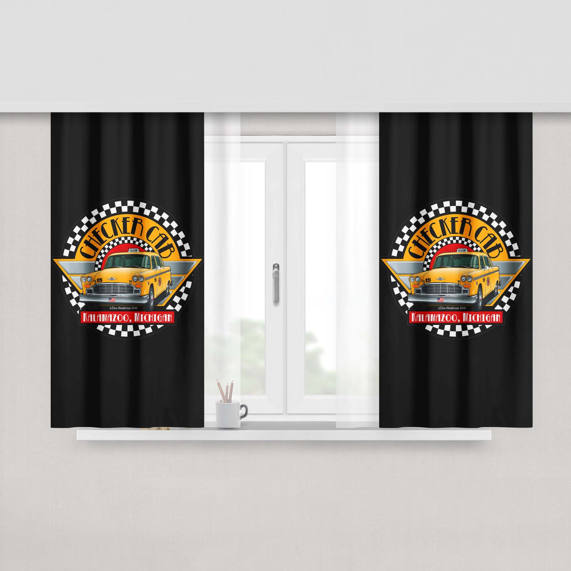 Checker Cab Peach Skin Window Curtains