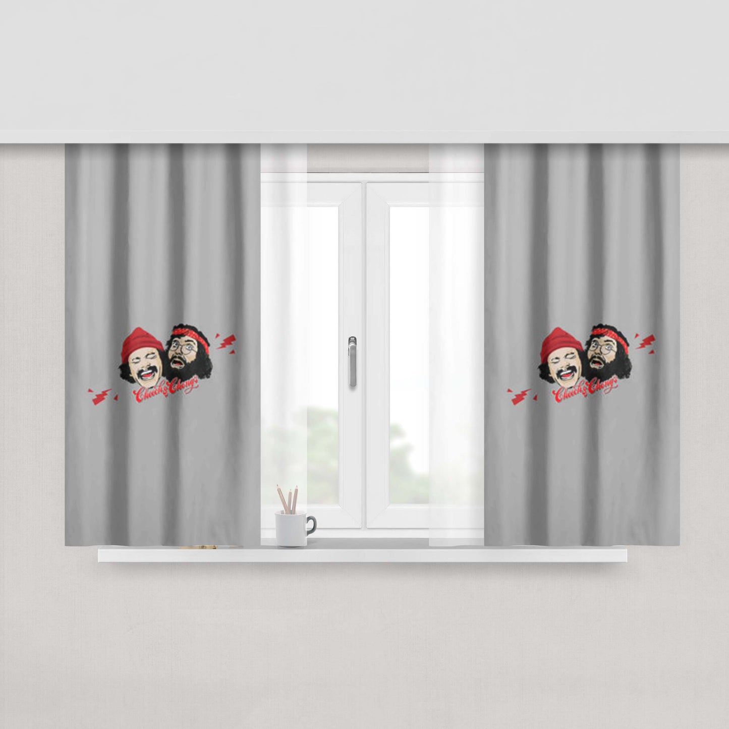 Cheech And Chong Peach Skin Window Curtains