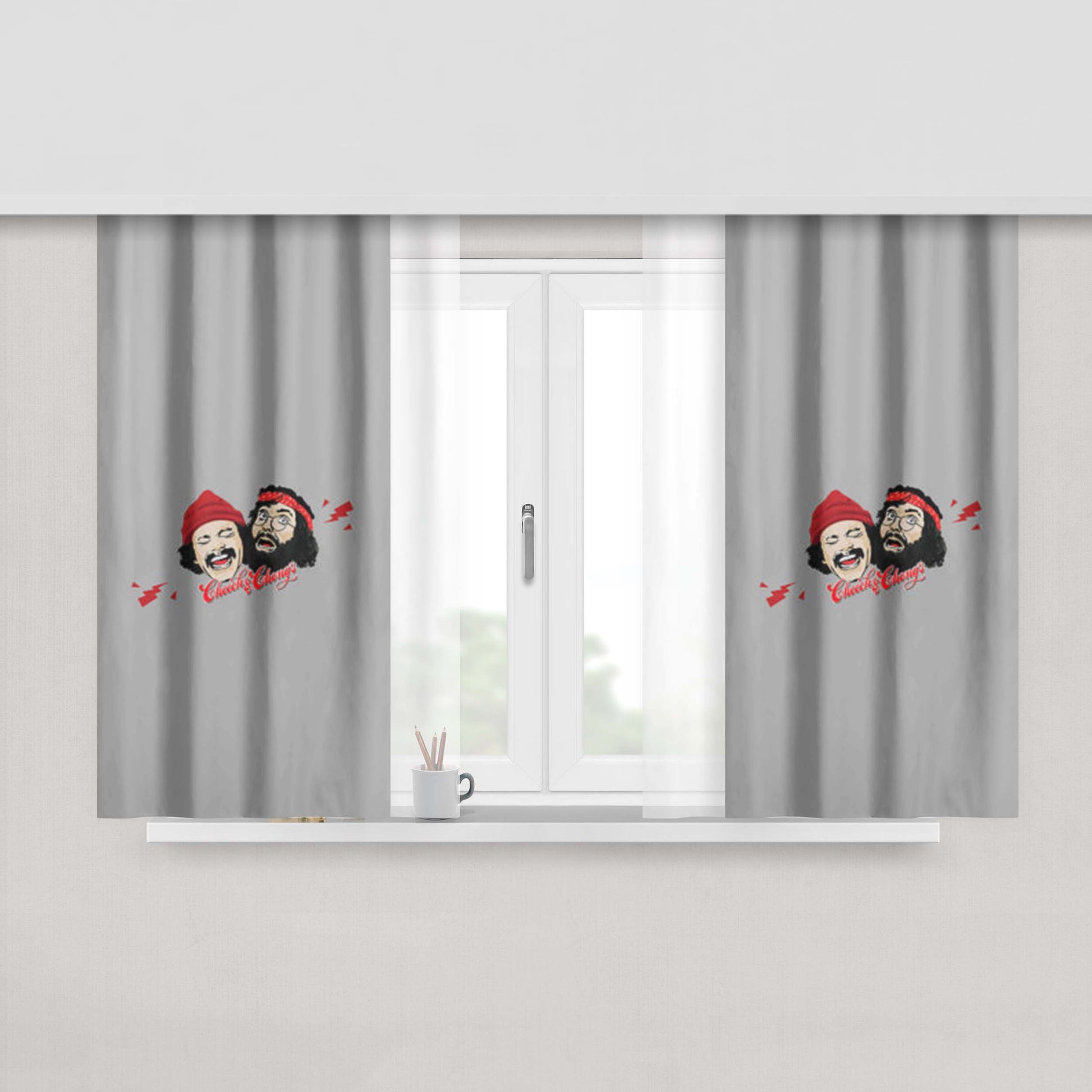 Cheech And Chong Peach Skin Window Curtains