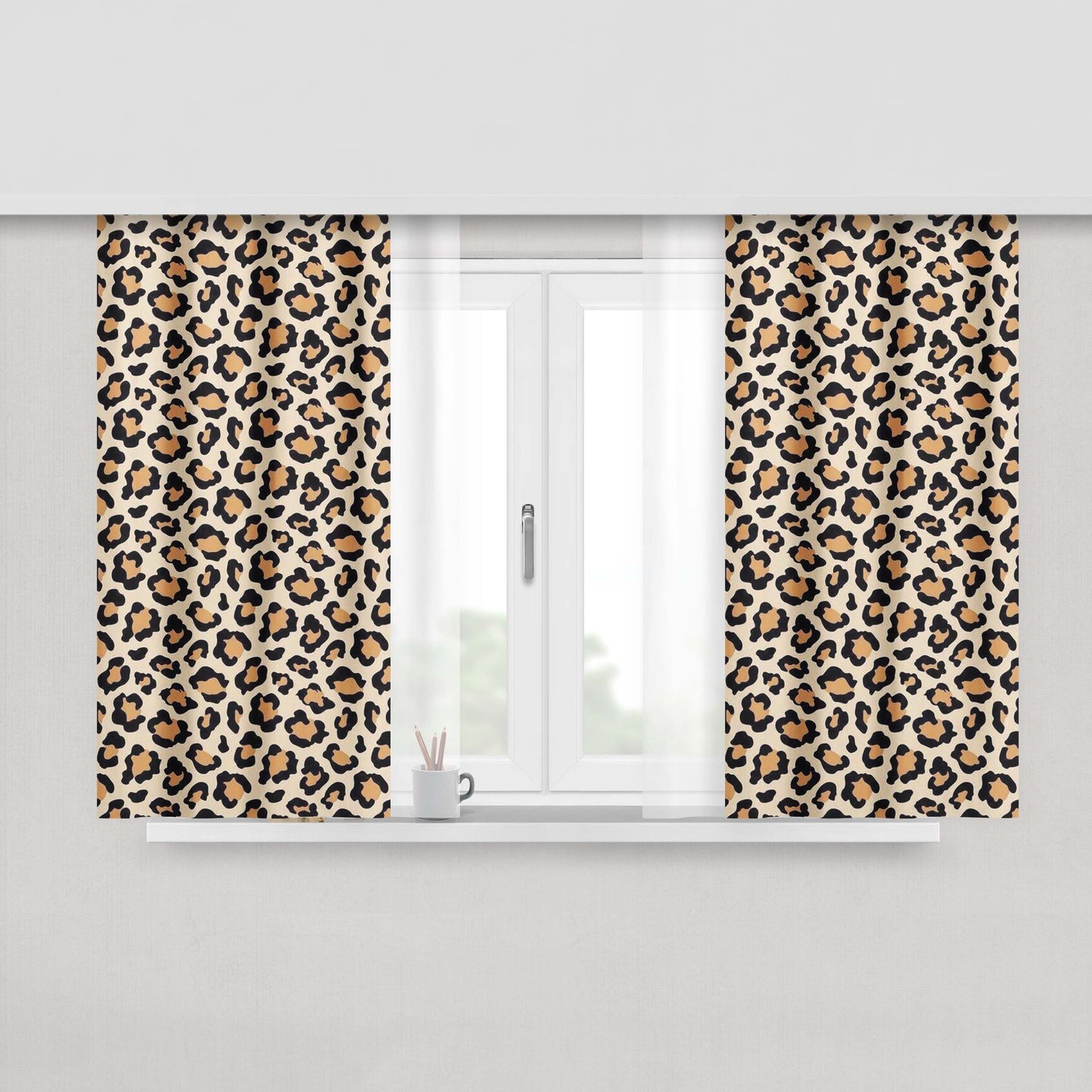 Cheetah Stripe Tiger Peach Skin Window Curtains