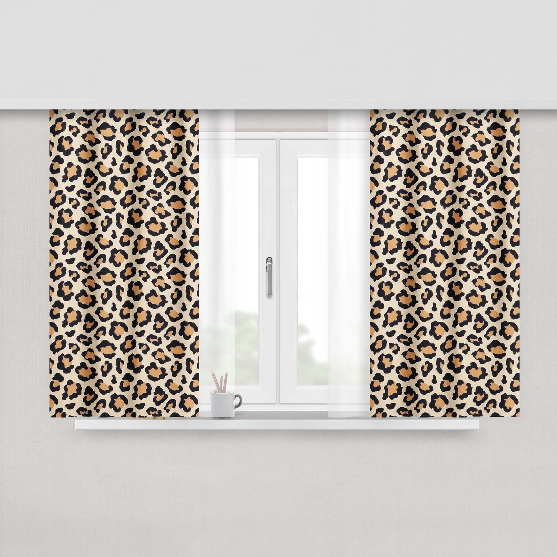 Cheetah Stripe Tiger Peach Skin Window Curtains