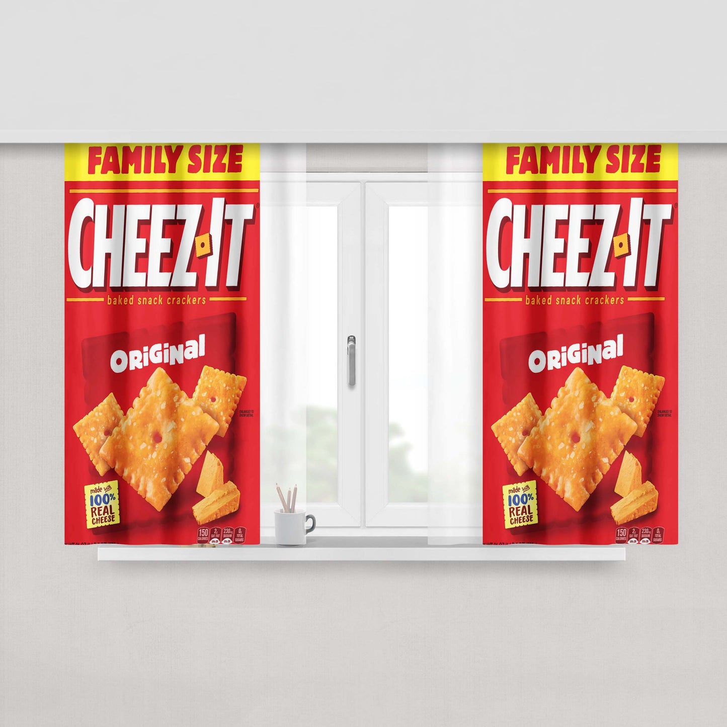 Cheez-It Baked Original Cheese Crackers Family Peach Skin Window Curtains