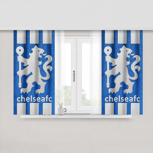 Chelsea Blue Hd Logo Peach Skin Window Curtains