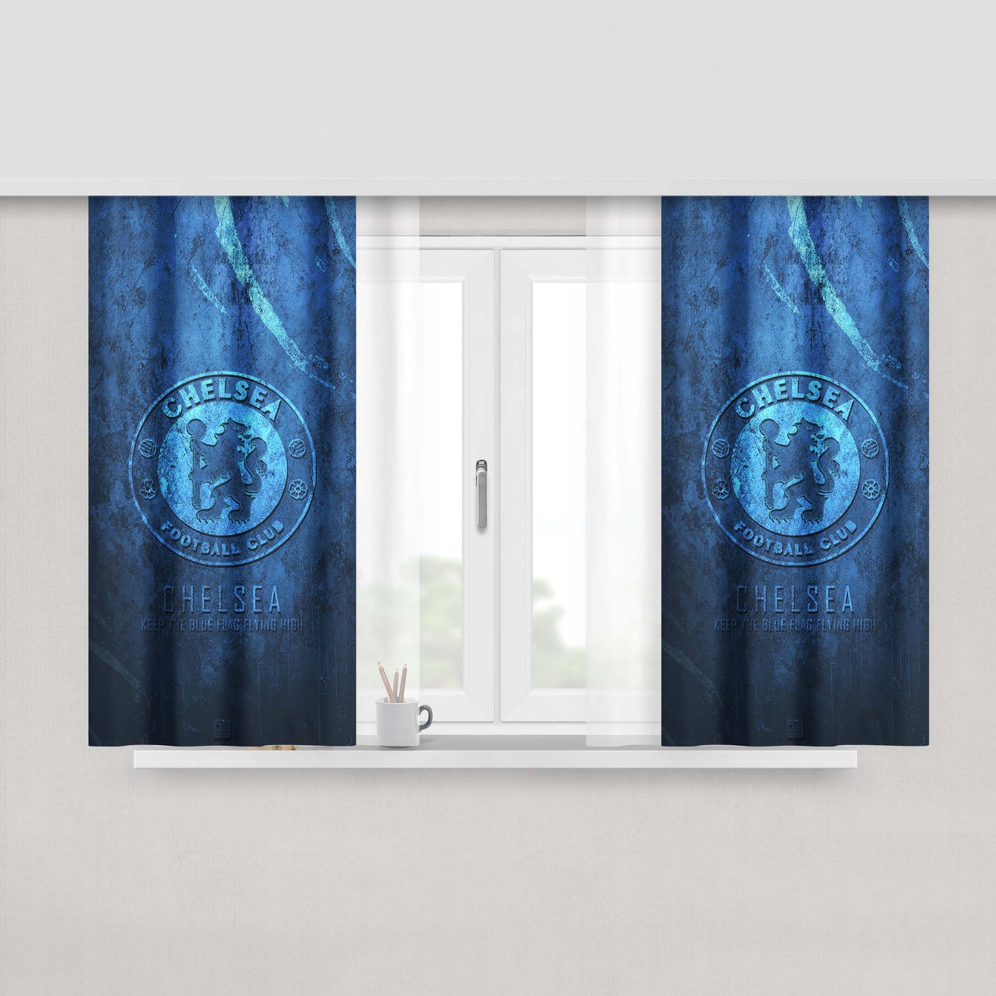 Chelsea Blue Peach Skin Window Curtains