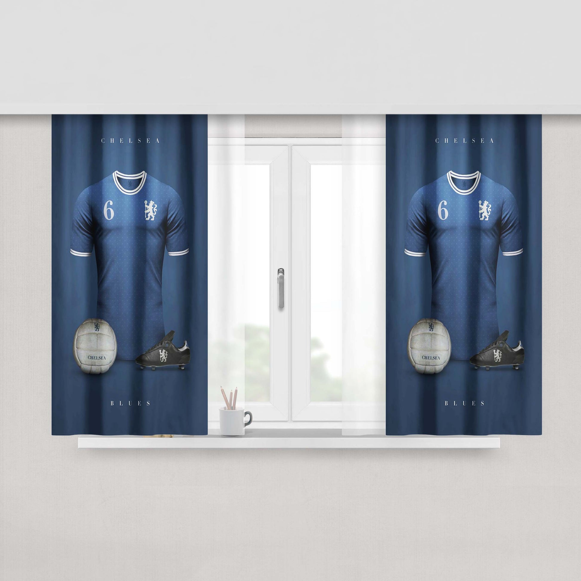 Chelsea Blues Peach Skin Window Curtains