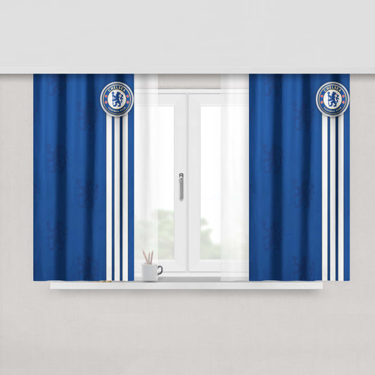 Chelsea Football Club Strip White Peach Skin Window Curtains