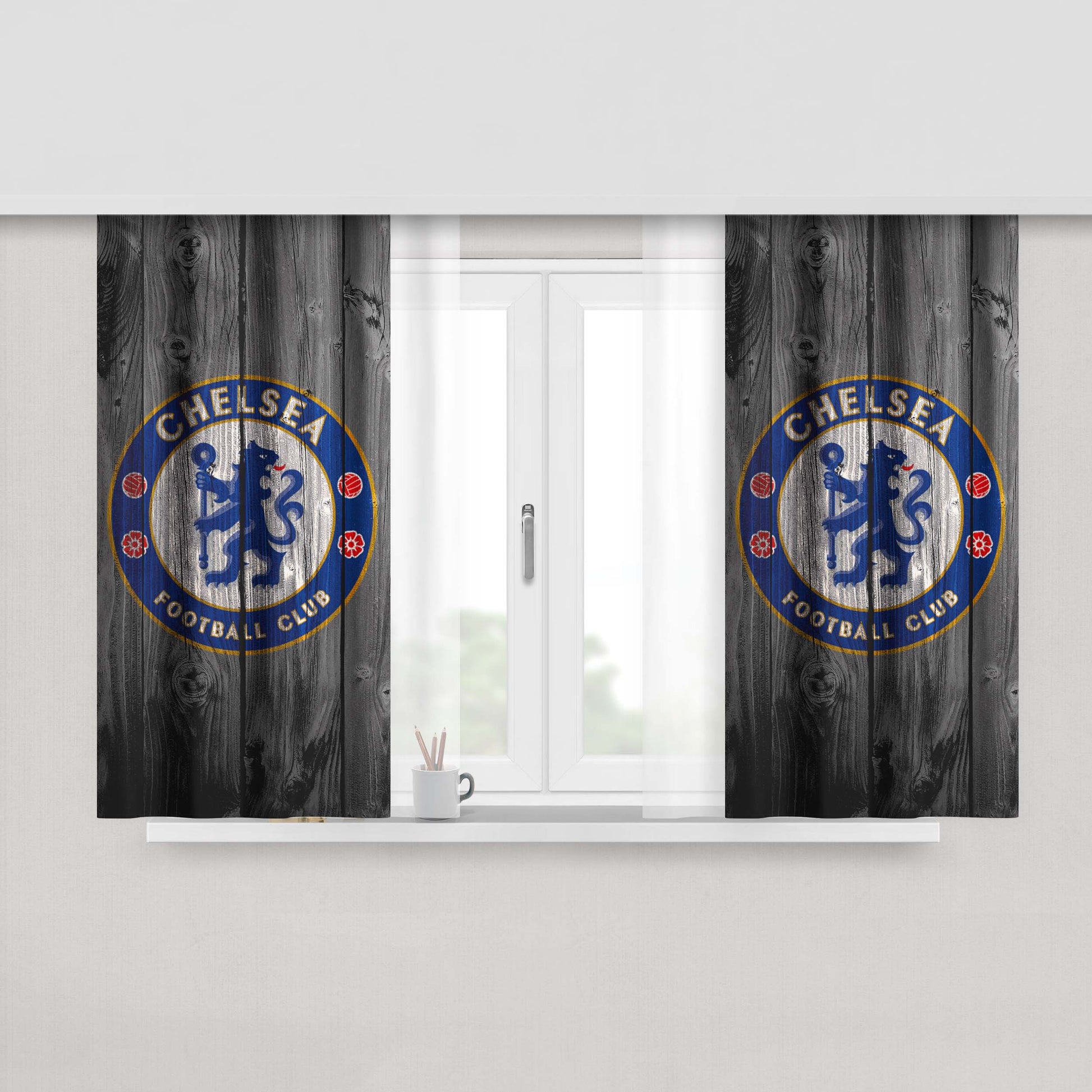 Chelsea Football Club Peach Skin Window Curtains