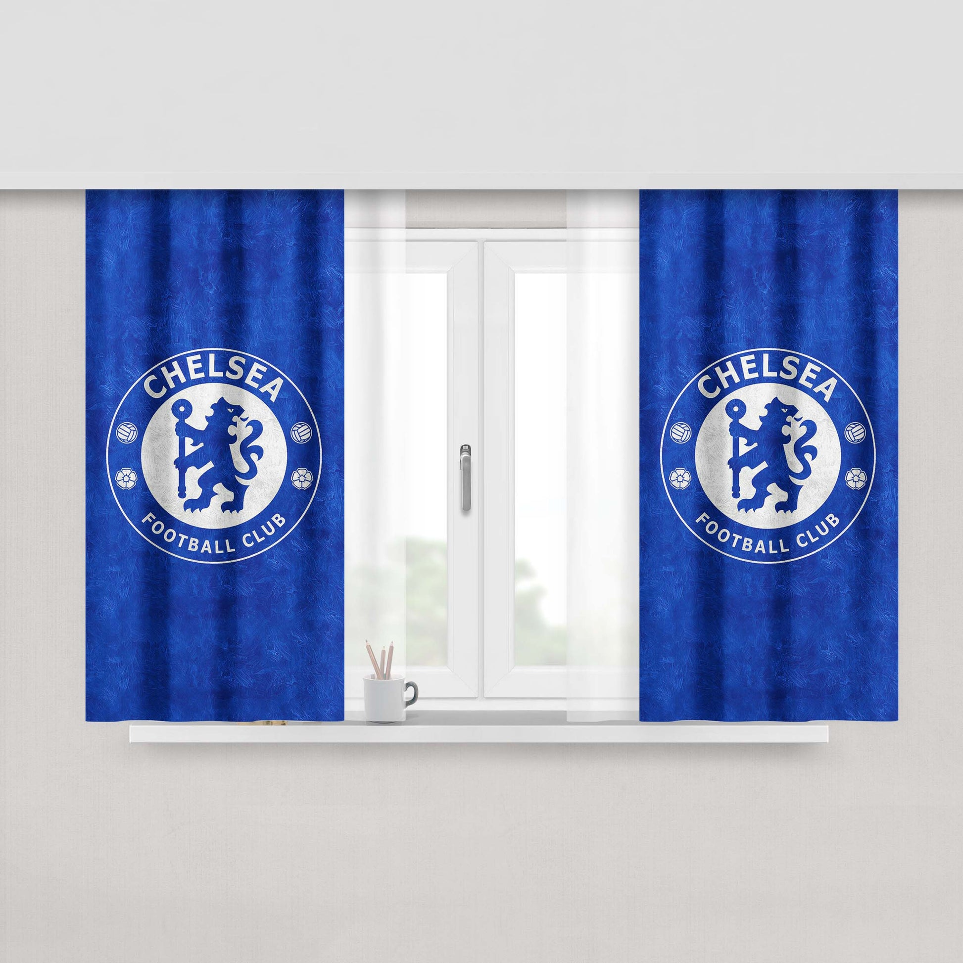 Chelsea Football Epl Logo Sports Peach Skin Window Curtains