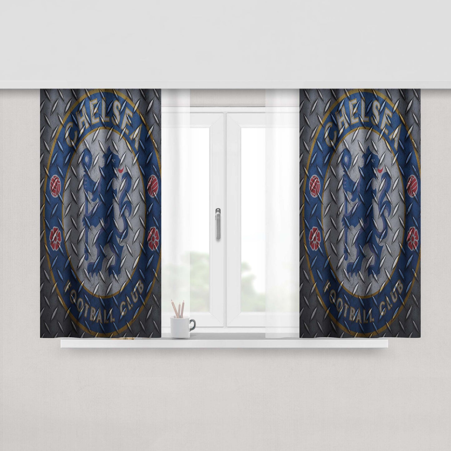 Chelsea Football Peach Skin Window Curtains