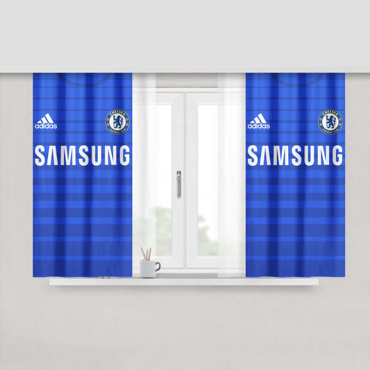 Chelsea The Blue Jersey Style Peach Skin Window Curtains