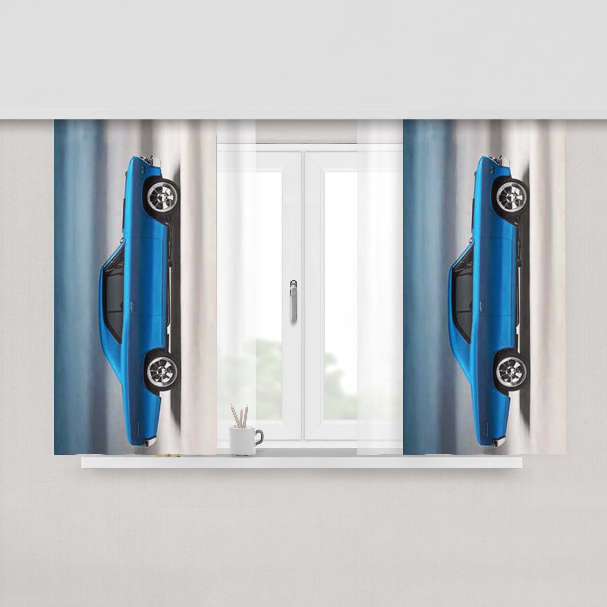 Chevelle 66 Blue Peach Skin Window Curtains