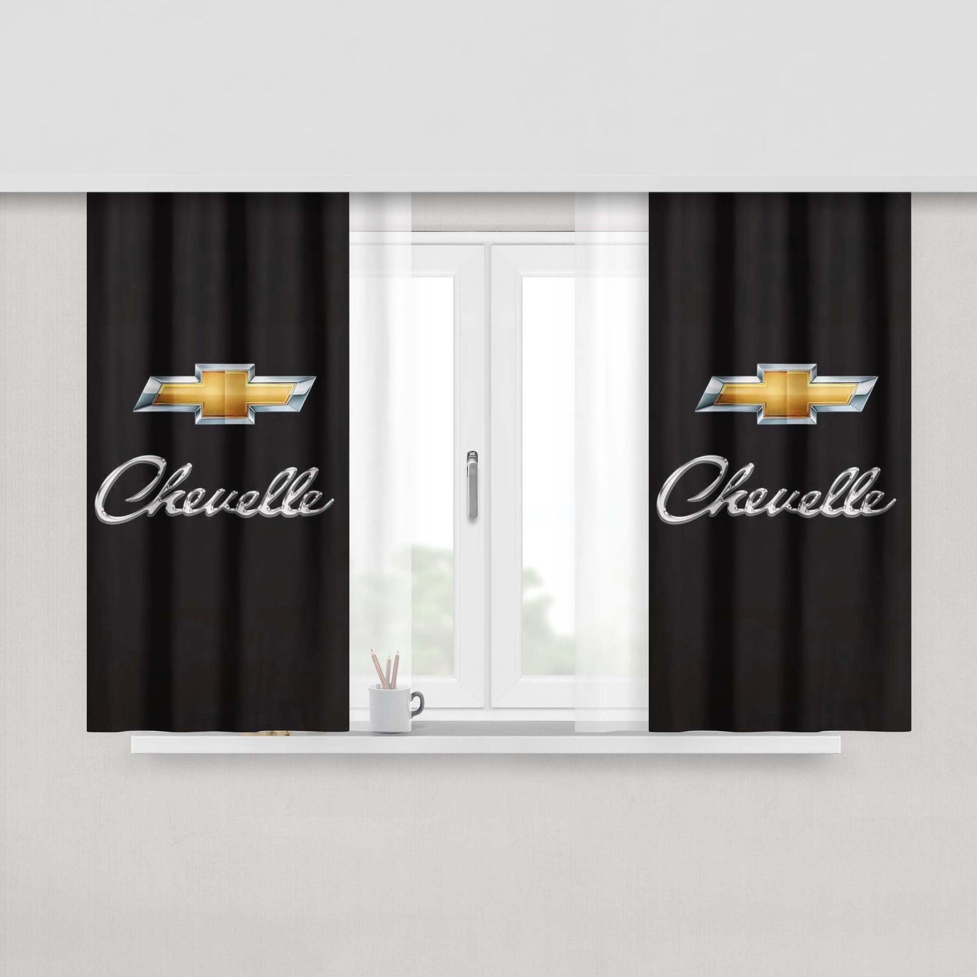 Chevrolet Chevelle Logo Peach Skin Window Curtains