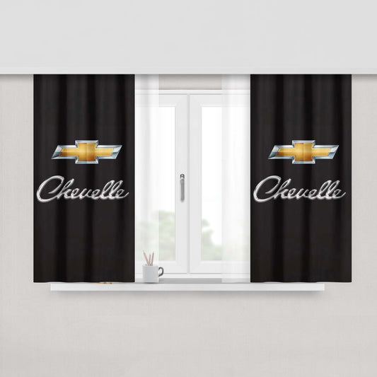 Chevrolet Chevelle Logo Peach Skin Window Curtains