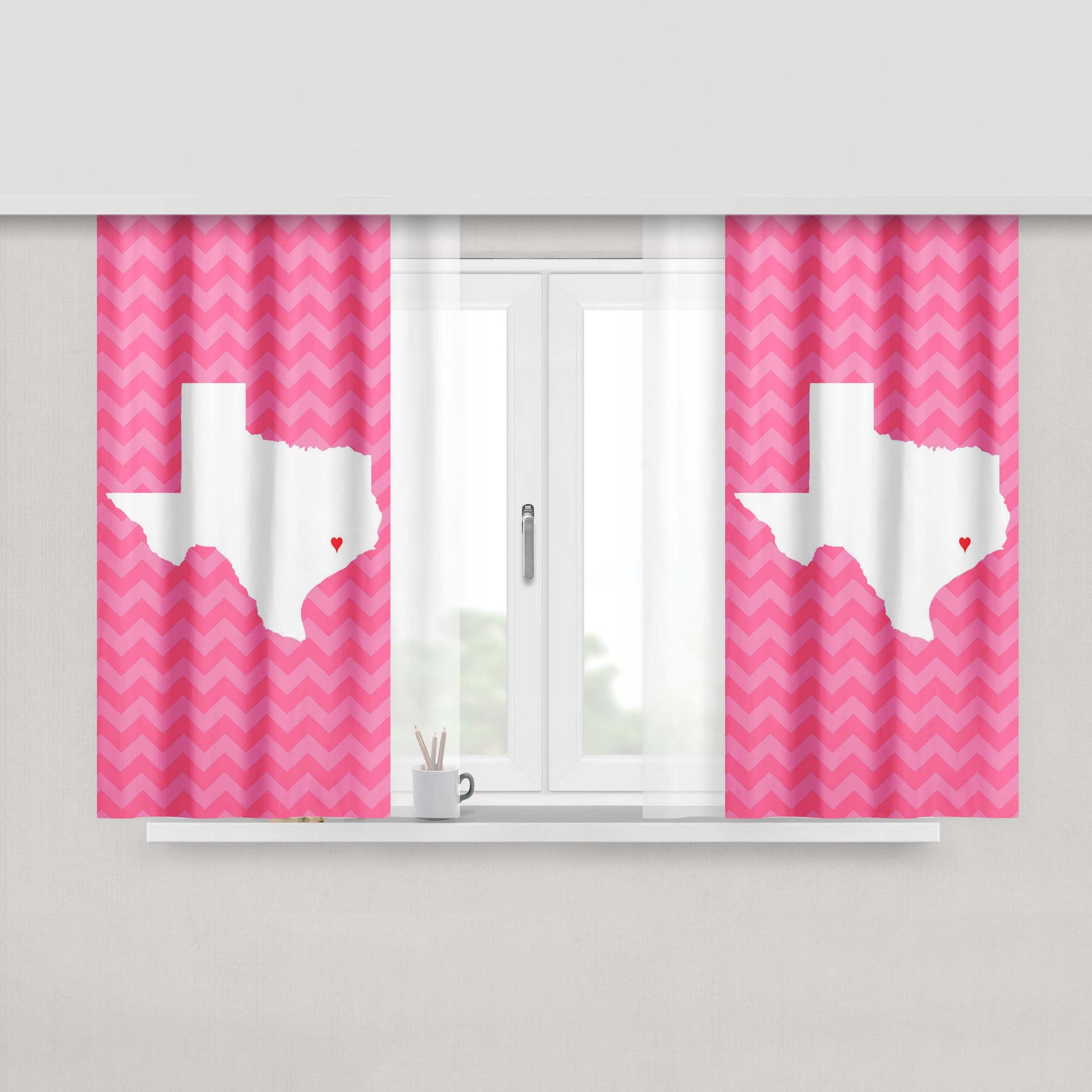 Chevron State Love Peach Skin Window Curtains