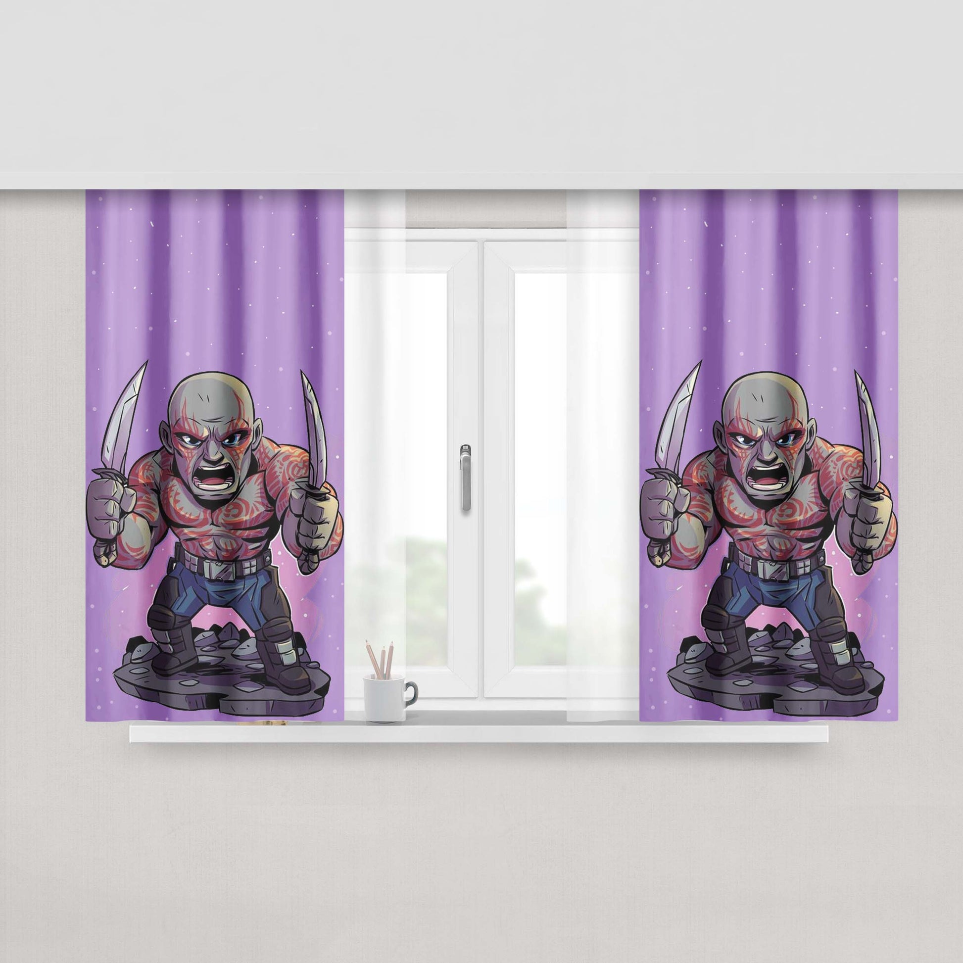 Chibi Drax Peach Skin Window Curtains