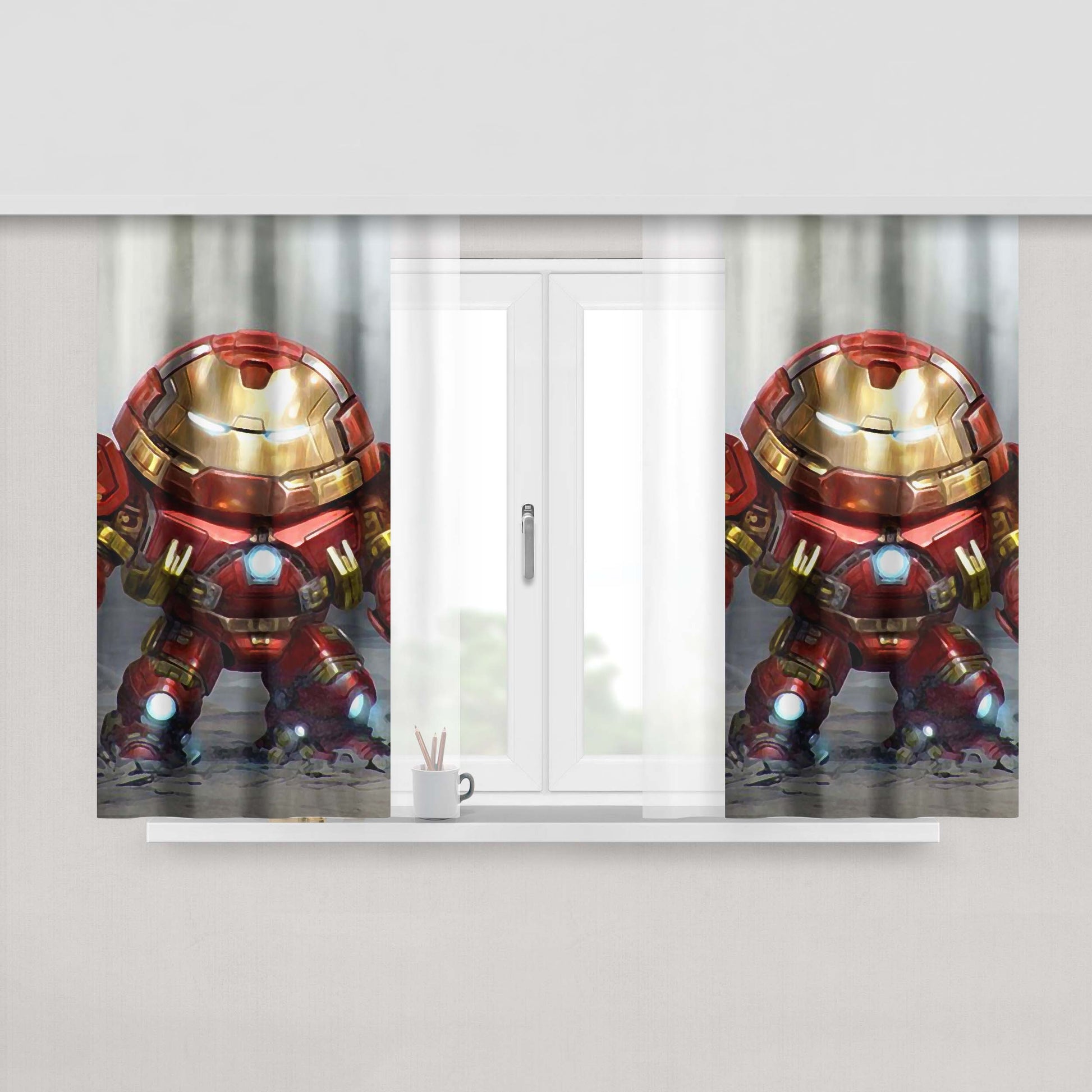 Chibi Fancy Iron Man Peach Skin Window Curtains