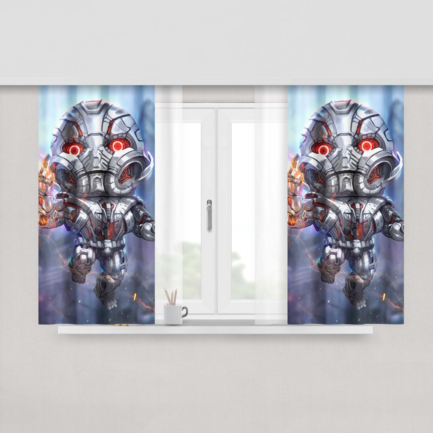 Chibi Fancy Ultron Peach Skin Window Curtains