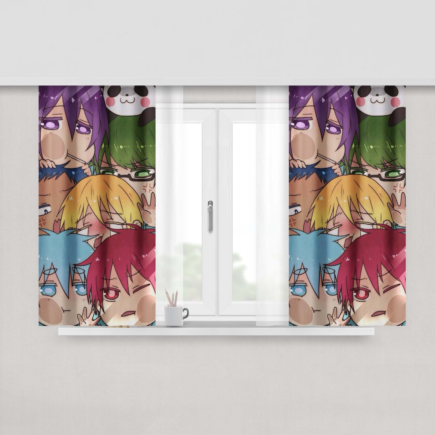Chibi Kuroko No Basket Mirror Trap Peach Skin Window Curtains