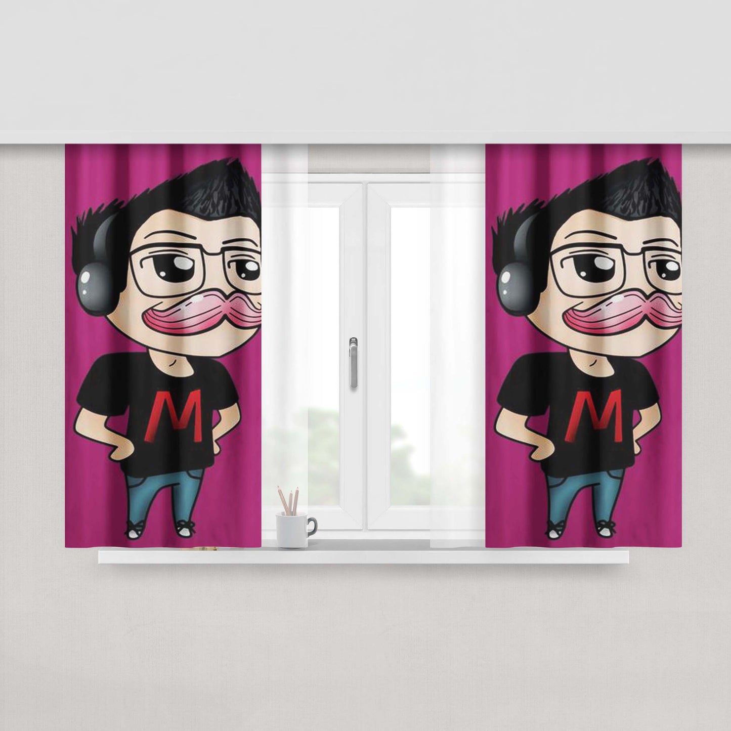 Chibi Markiplier Peach Skin Window Curtains