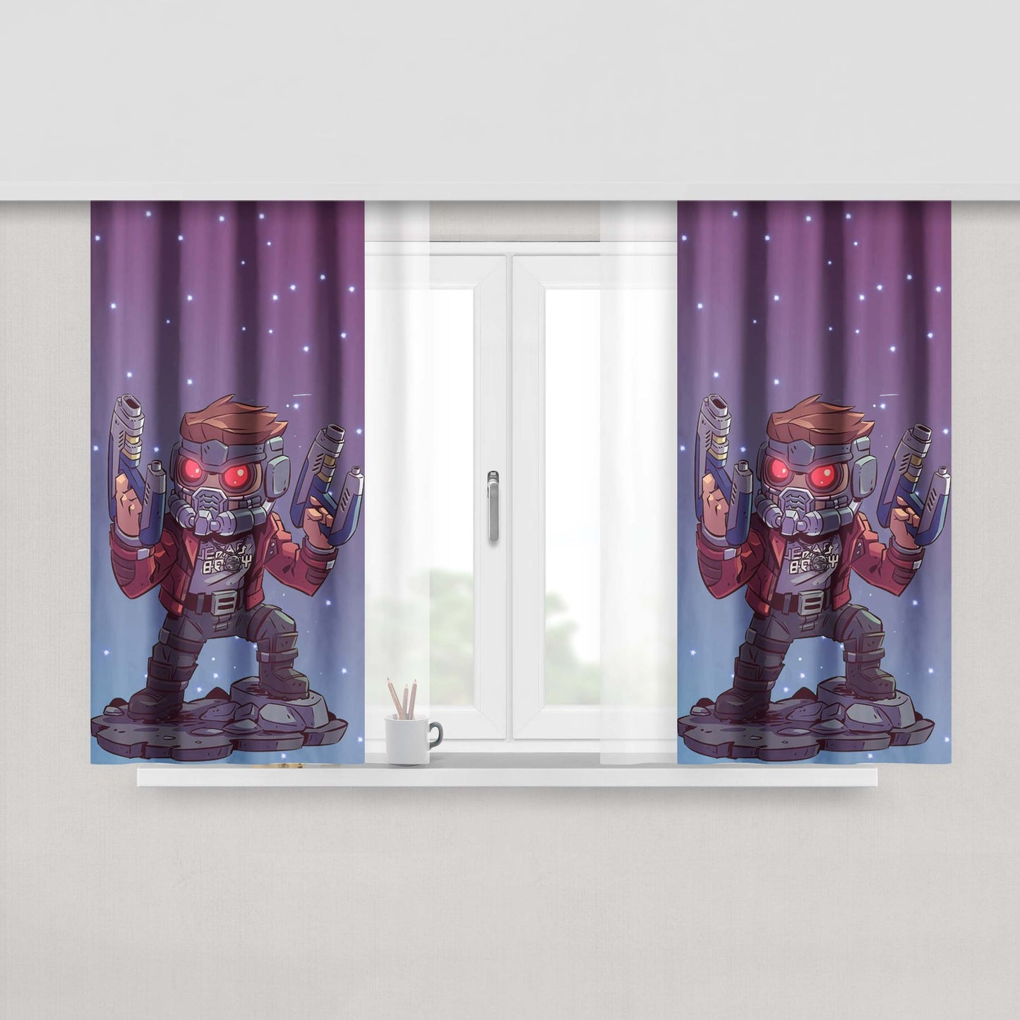 Chibi Starlord Peach Skin Window Curtains