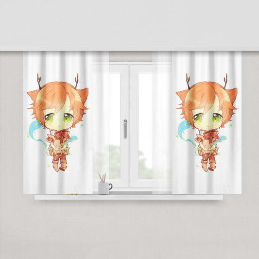 Chibi Peach Skin Window Curtains