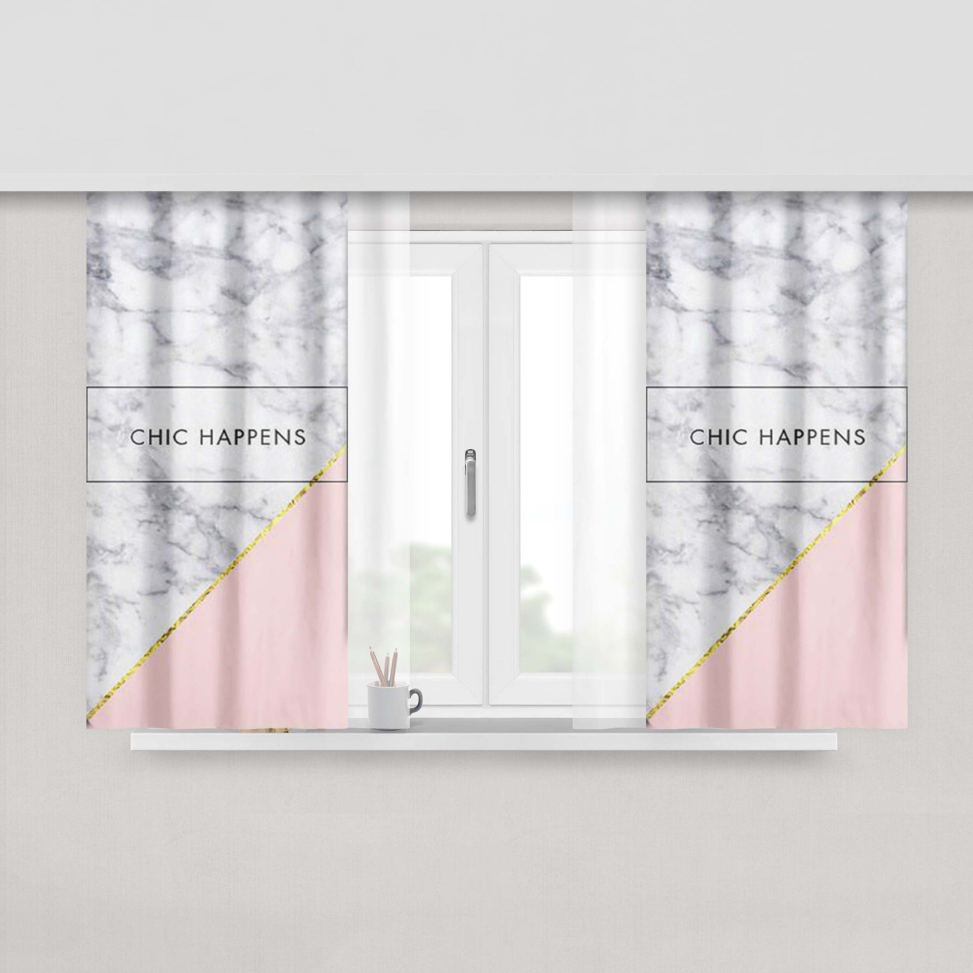 Chic Happens Rose Gold Peach Skin Window Curtains