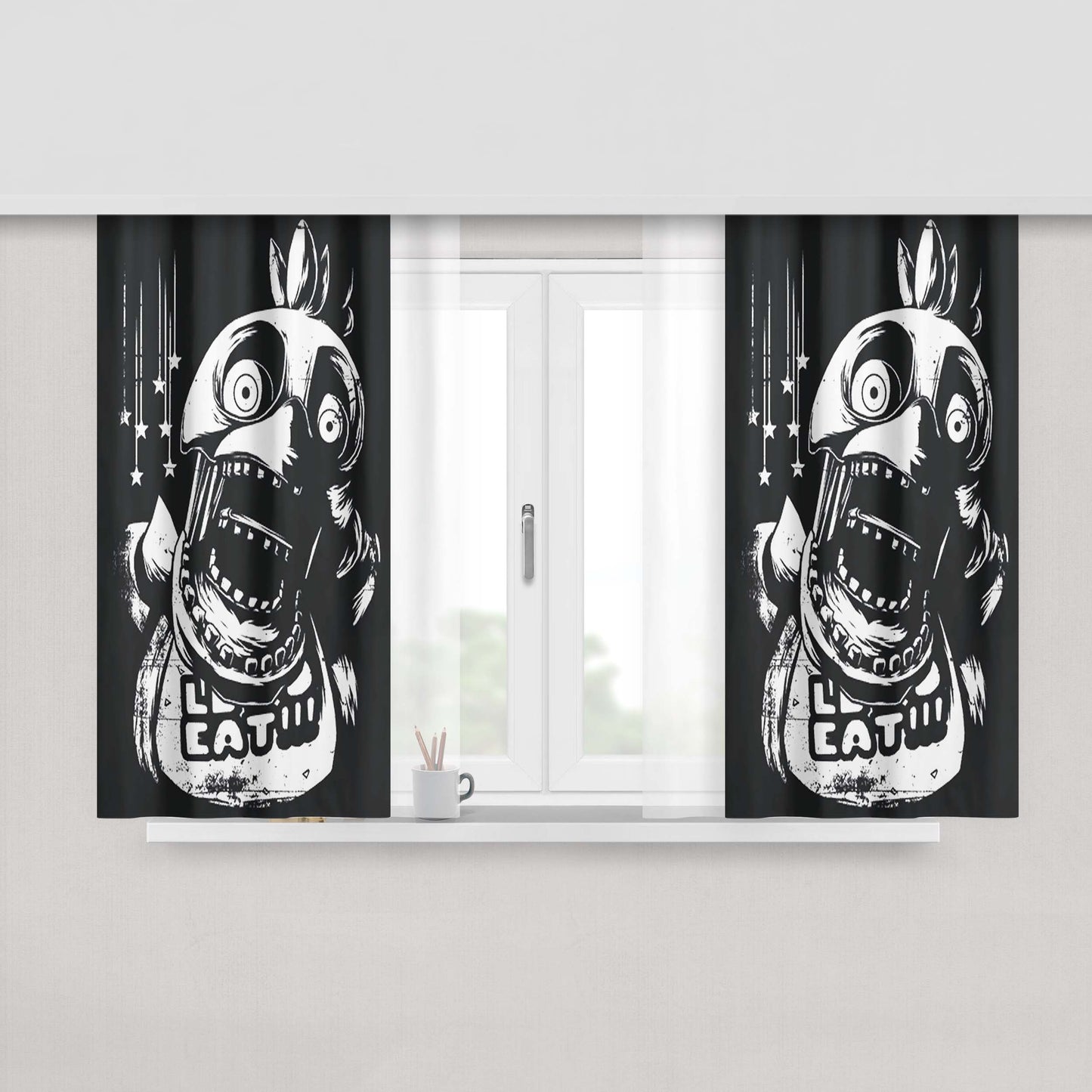 Chica The Chicken Fnaf Art Peach Skin Window Curtains