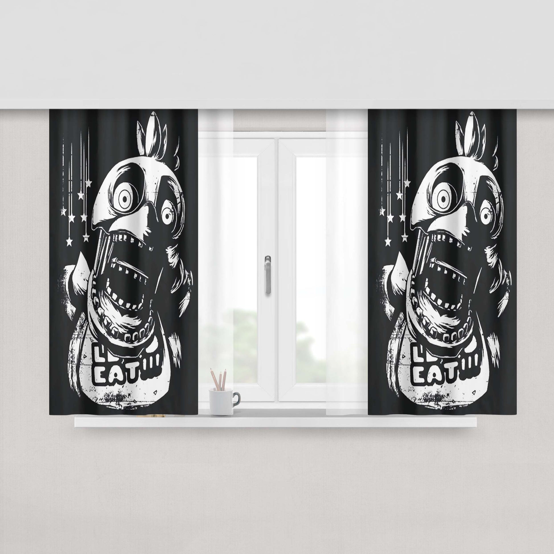 Chica The Chicken Fnaf Art Peach Skin Window Curtains