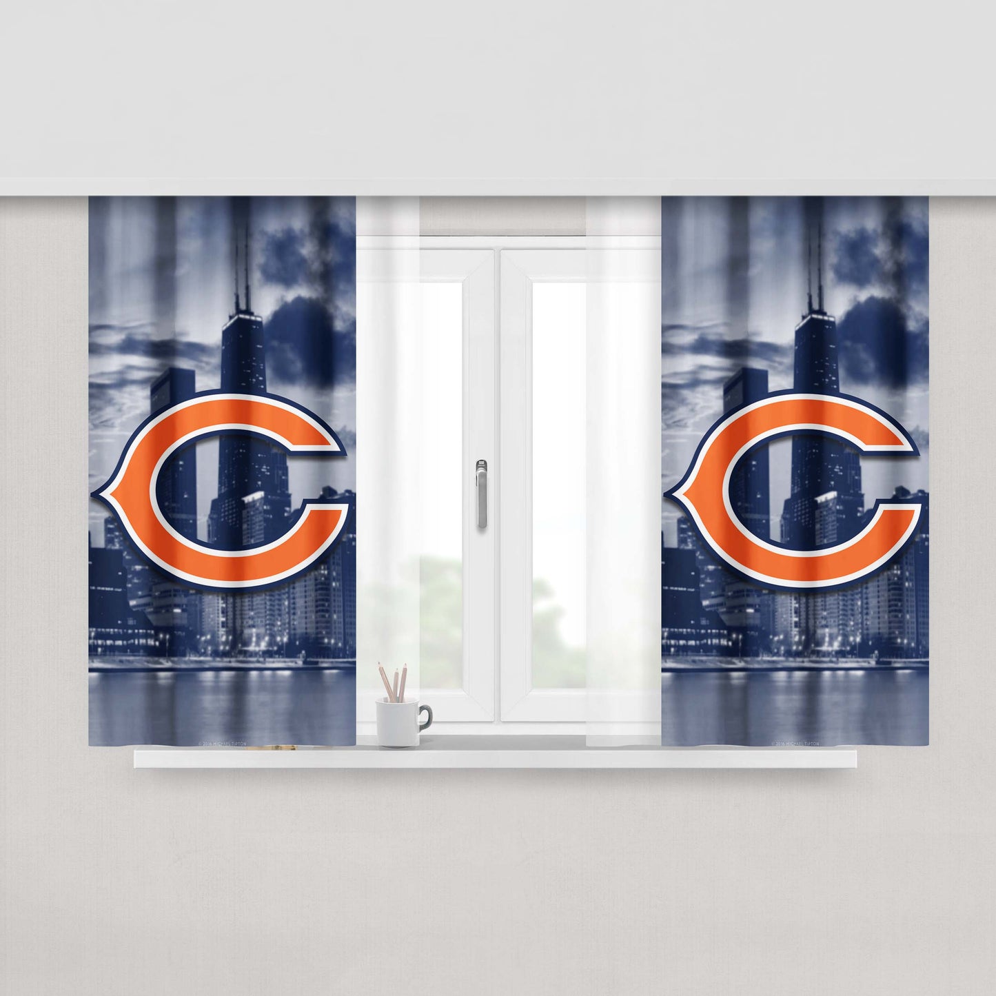 Chicago Bears Emblem Peach Skin Window Curtains